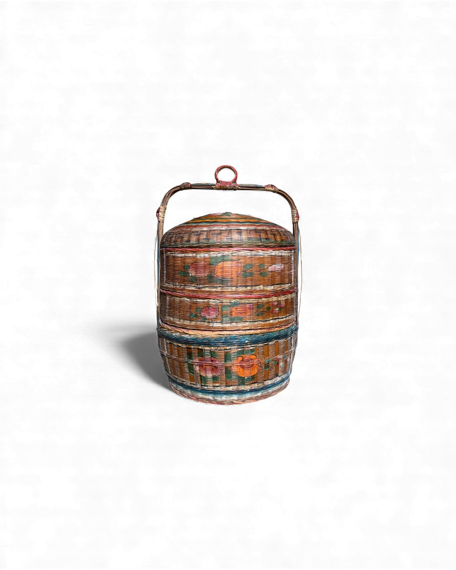 Stacked Woven Basket Carrier (Multi - Tiered lidded basket) 4 Tiers - Surround Living - 1