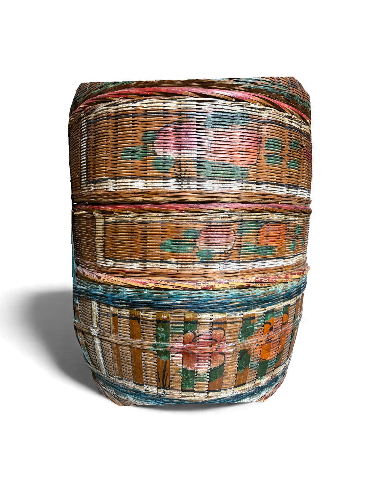 Stacked Woven Basket Carrier (Multi - Tiered lidded basket) 4 Tiers - Surround Living - 8