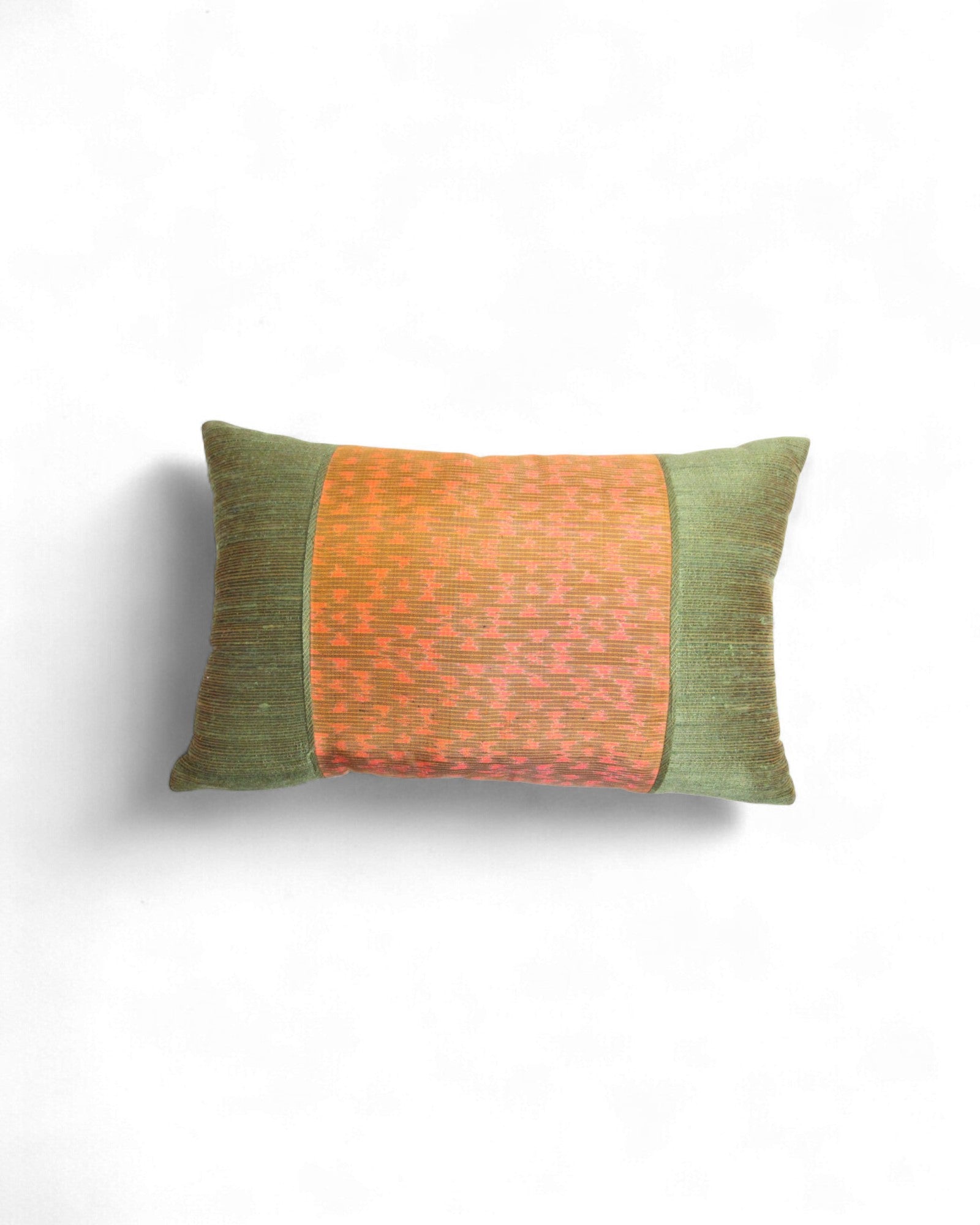 Rectangular Thai Textile Cushions – Indigo, Black Silk, and Sunset Orange - Set of 3