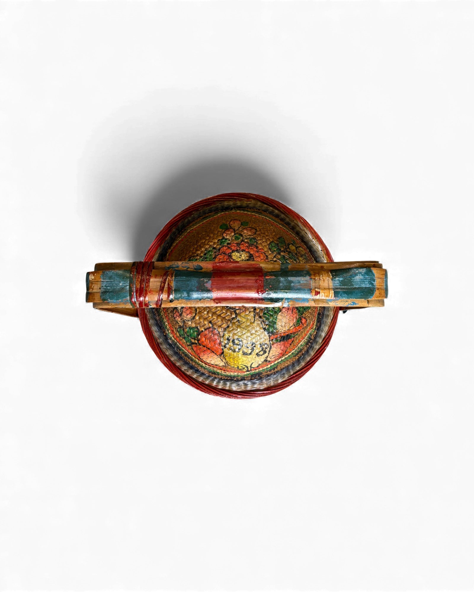 Decorated Woven Lidded Basket with Handle M - Surround Living - 5