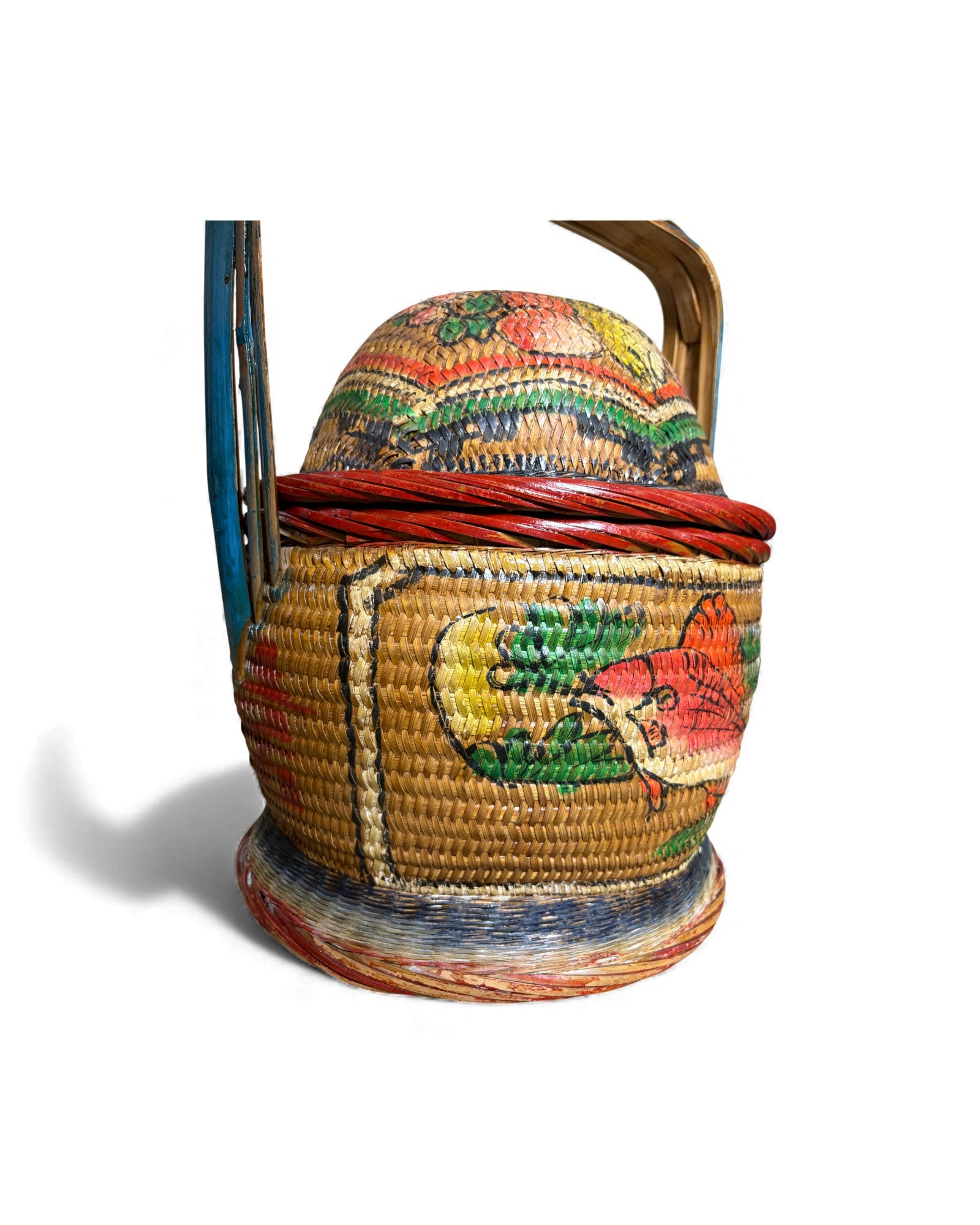 Decorated Woven Lidded Basket with Handle M - Surround Living - 7