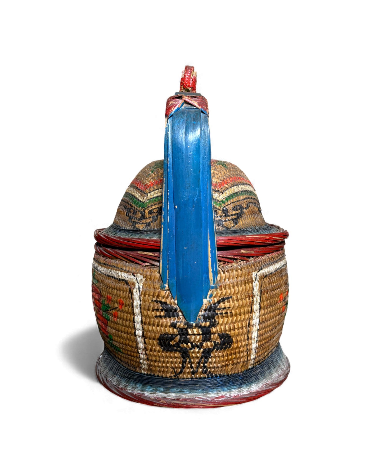 Decorated Woven Lidded Basket with Handle S - Surround Living - 7