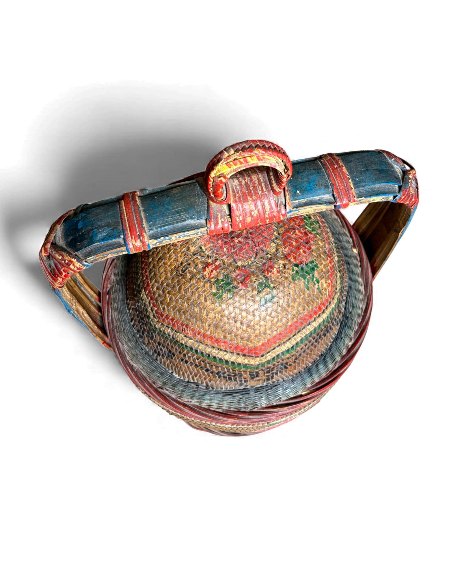Decorated Woven Lidded Basket with Handle S - Surround Living - 2