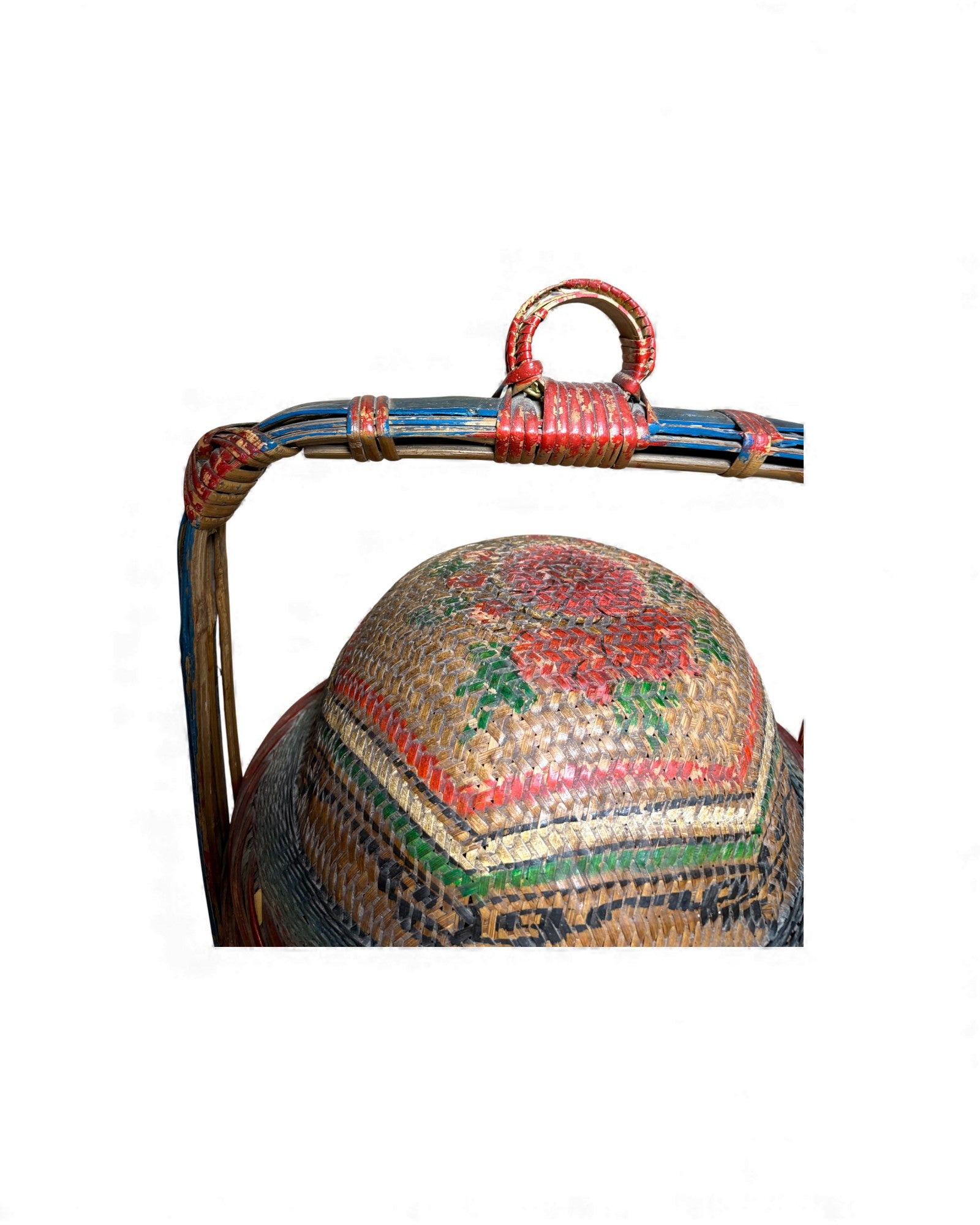 Decorated Woven Lidded Basket with Handle S - Surround Living - 10