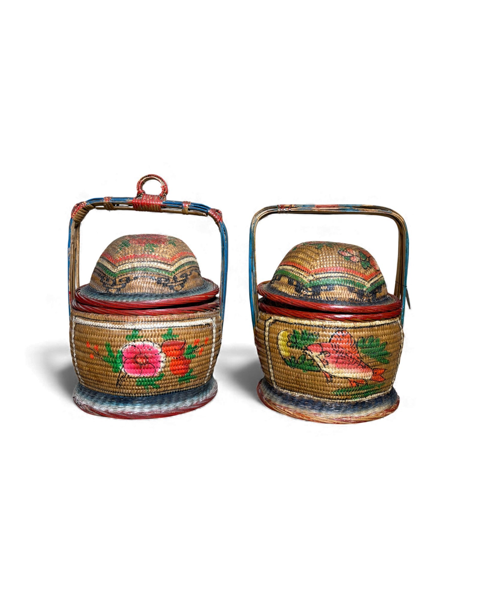 Decorated Woven Lidded Basket with Handle S - Surround Living - 4