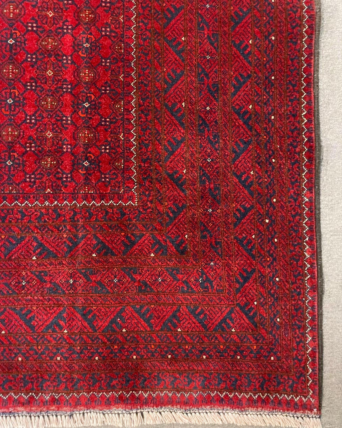 Tribal Afghan Rug – Deep Red All-Over Pattern | 300 x 200 cm