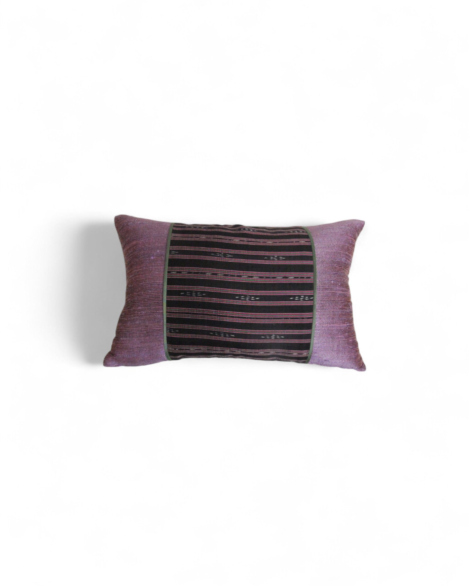 Lumbar Cushion in Handwoven Silk & Mudmee Silk Centre - Muted Plum