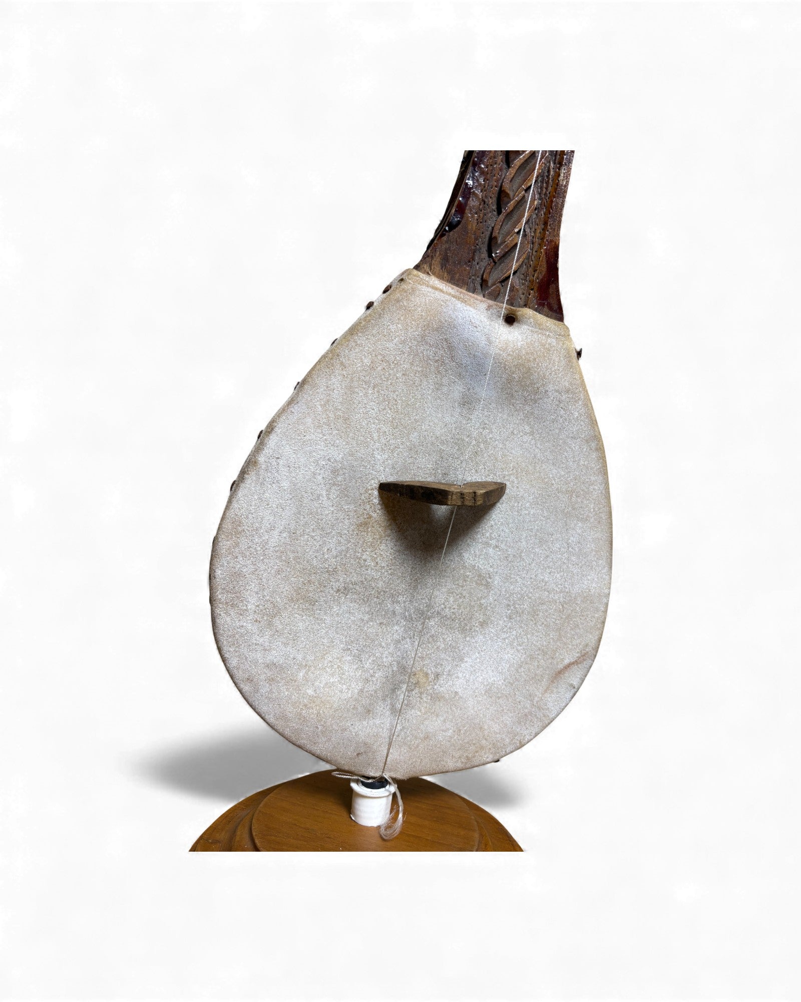 Carved Tribal String Instrument with Floral Motif Surround Living - 2