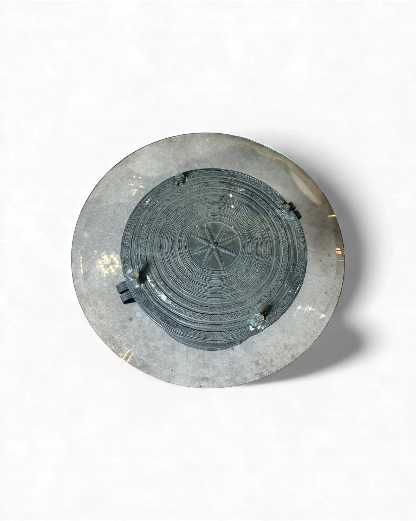 Bronze Drum Glass Table Surround Living - 2