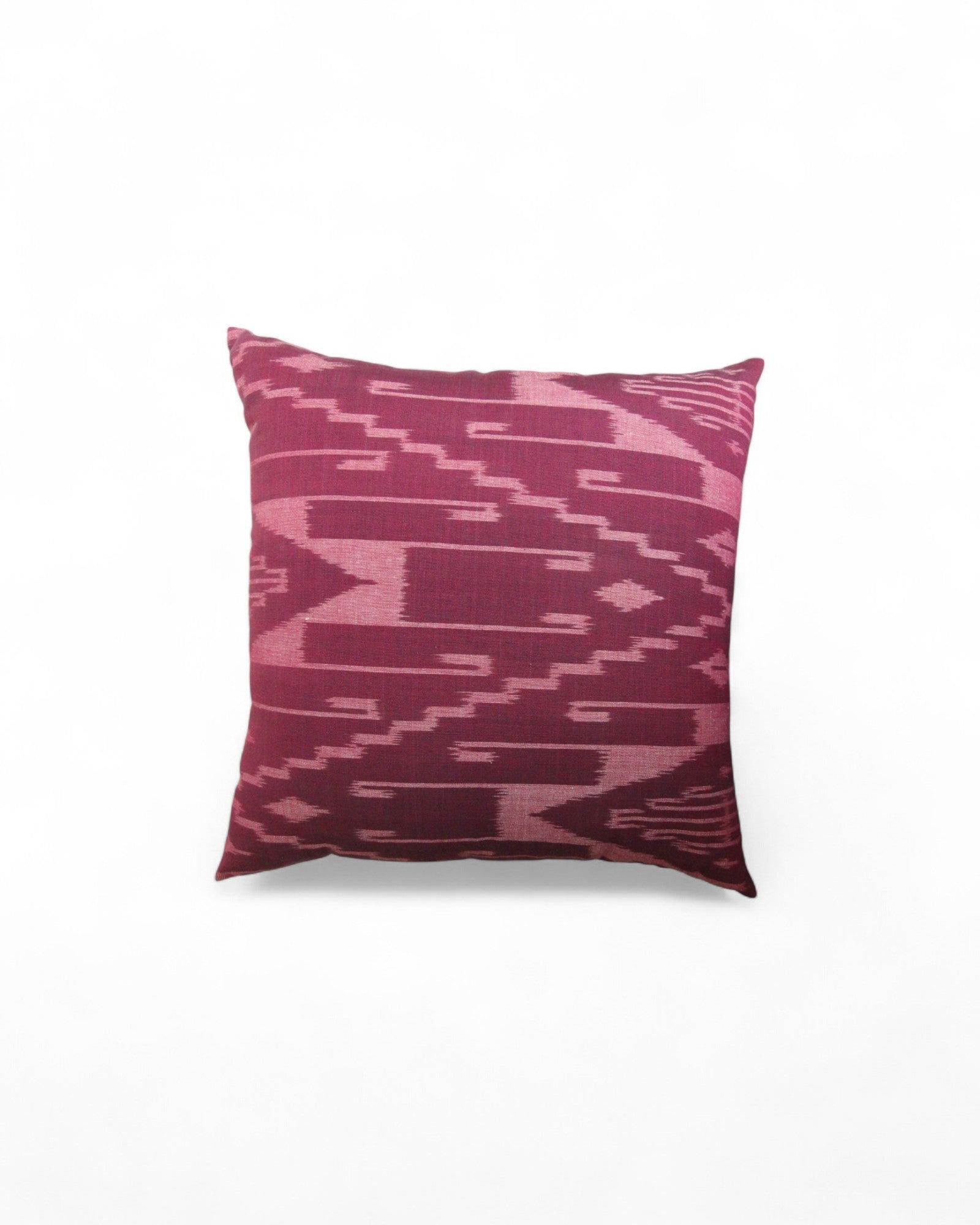 Square Cushion, Handwoven Mudmee (ikat) Fabric - Burgundy