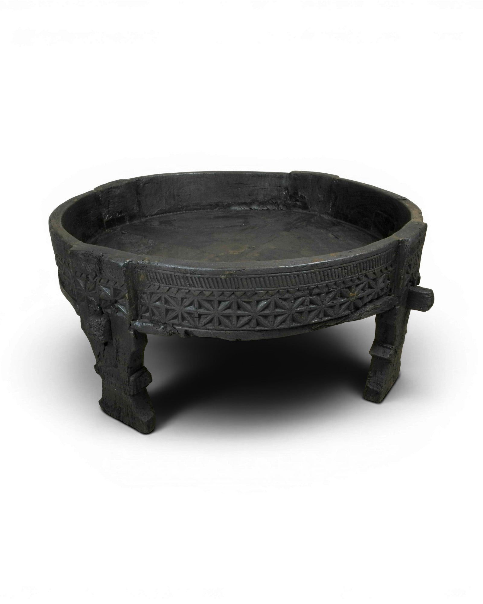 Antique Round Acacia Wood Mill Table - Surround Living - 2