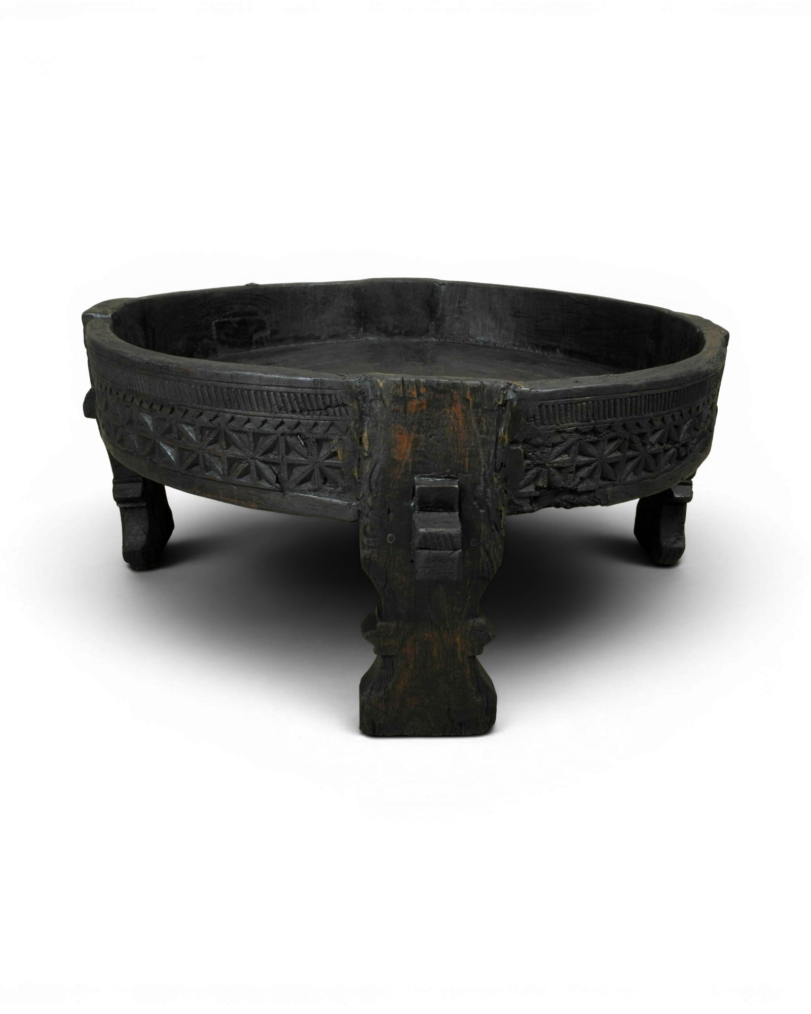 Antique Round Acacia Wood Mill Table - Surround Living - 3