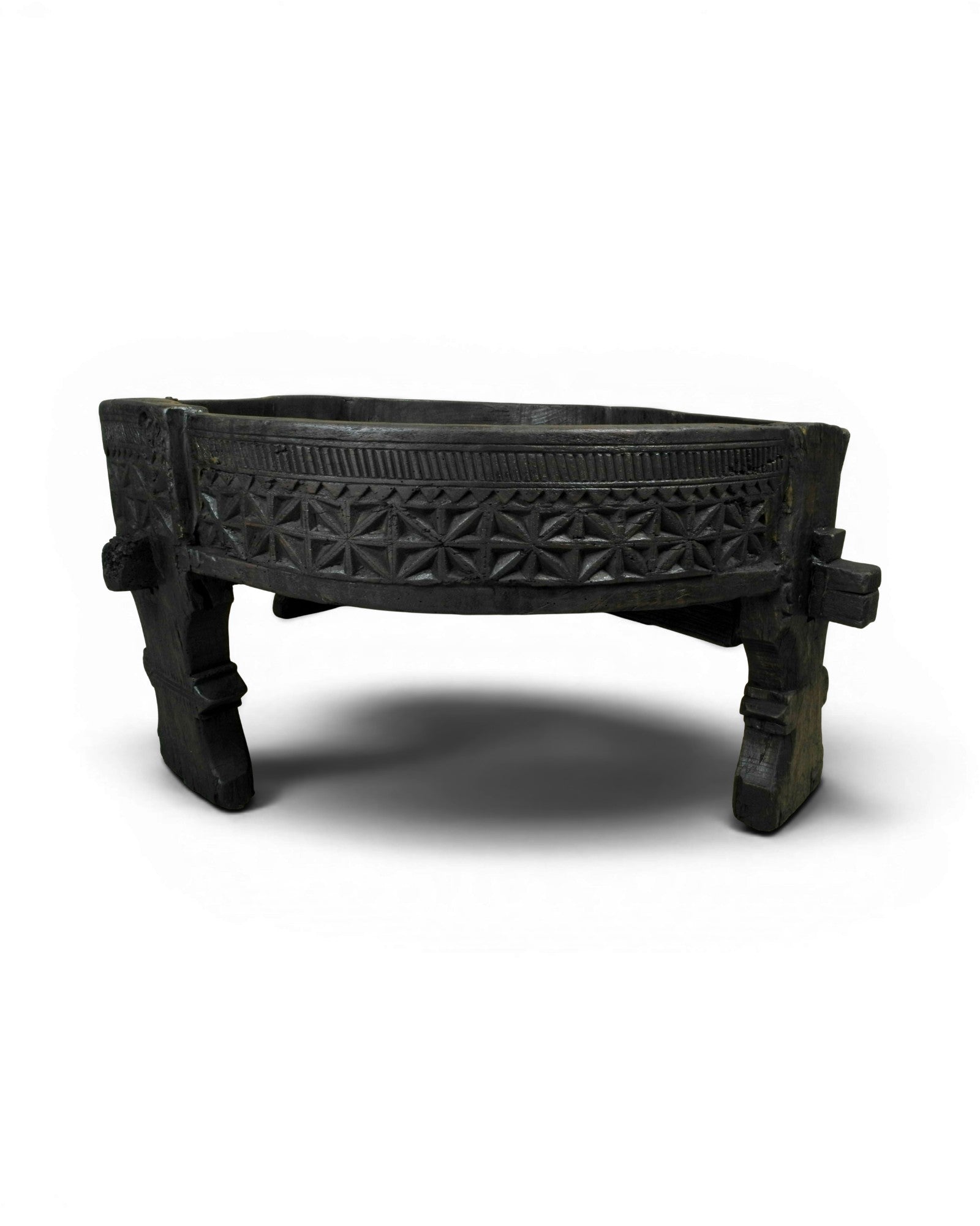 Antique Round Acacia Wood Mill Table - Surround Living - 5