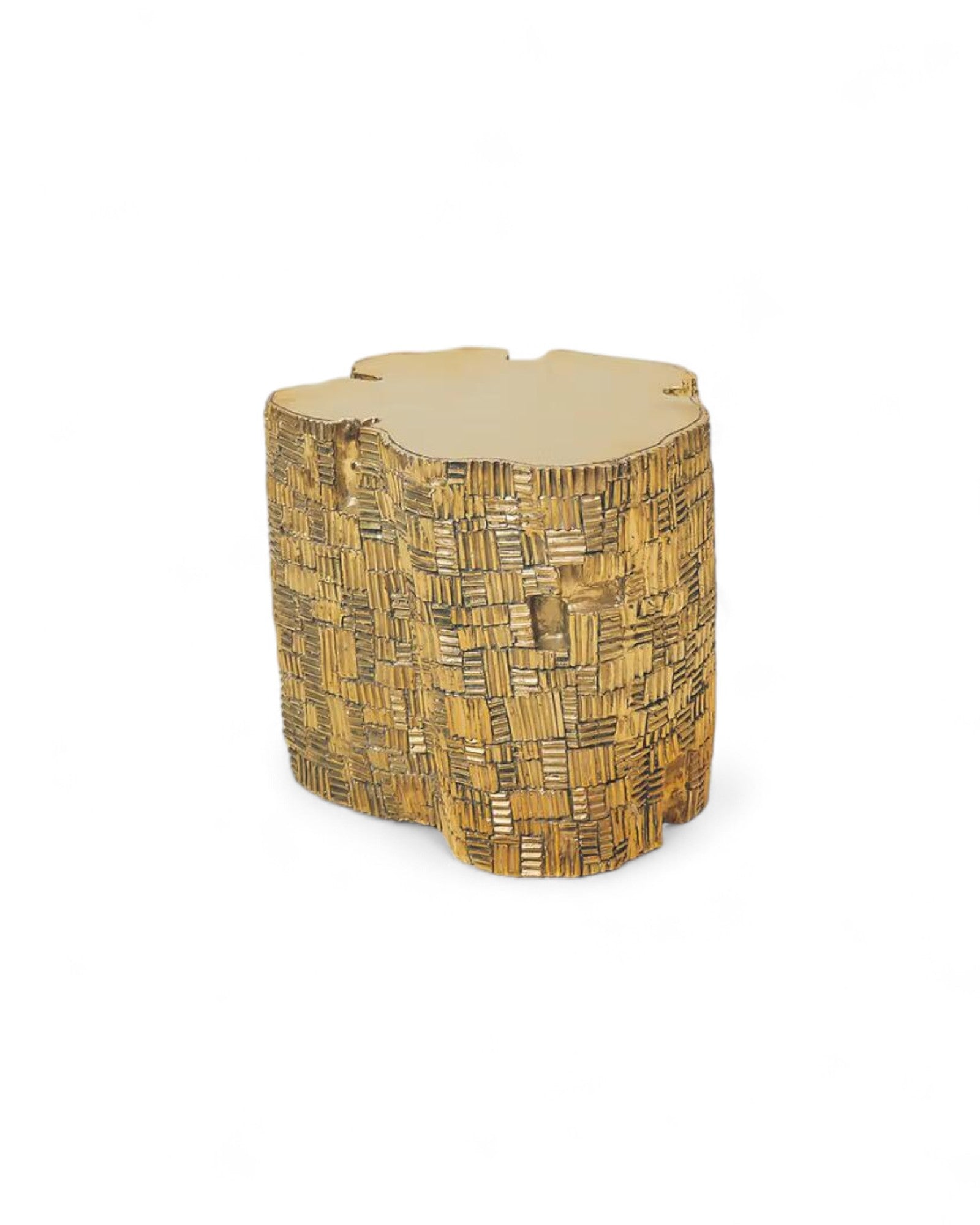 Log Stool (L) - Polished Brass
