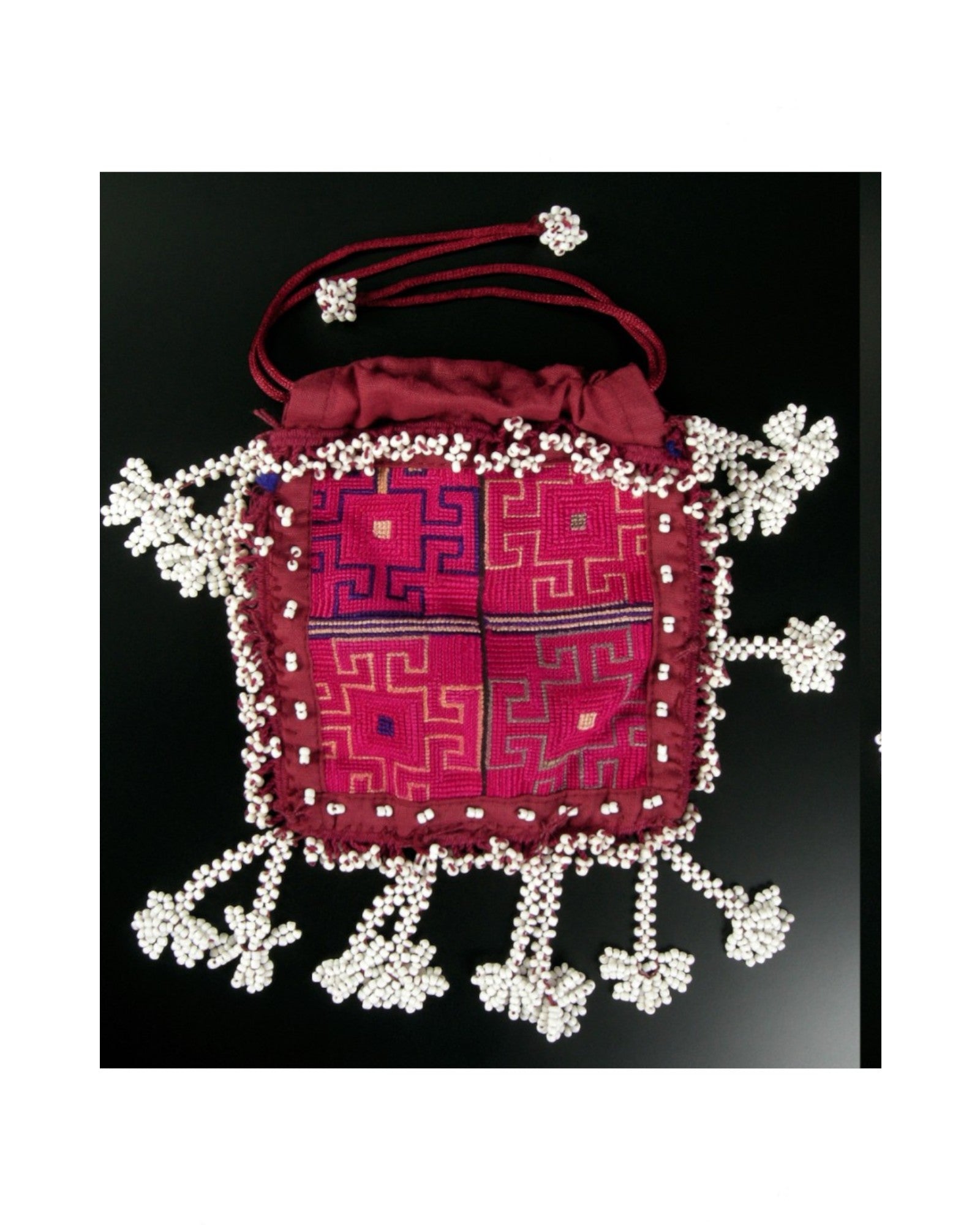 Swat Valley Beaded Purse With Fine Silk Embroidery - Crimson - Surround Living - 7