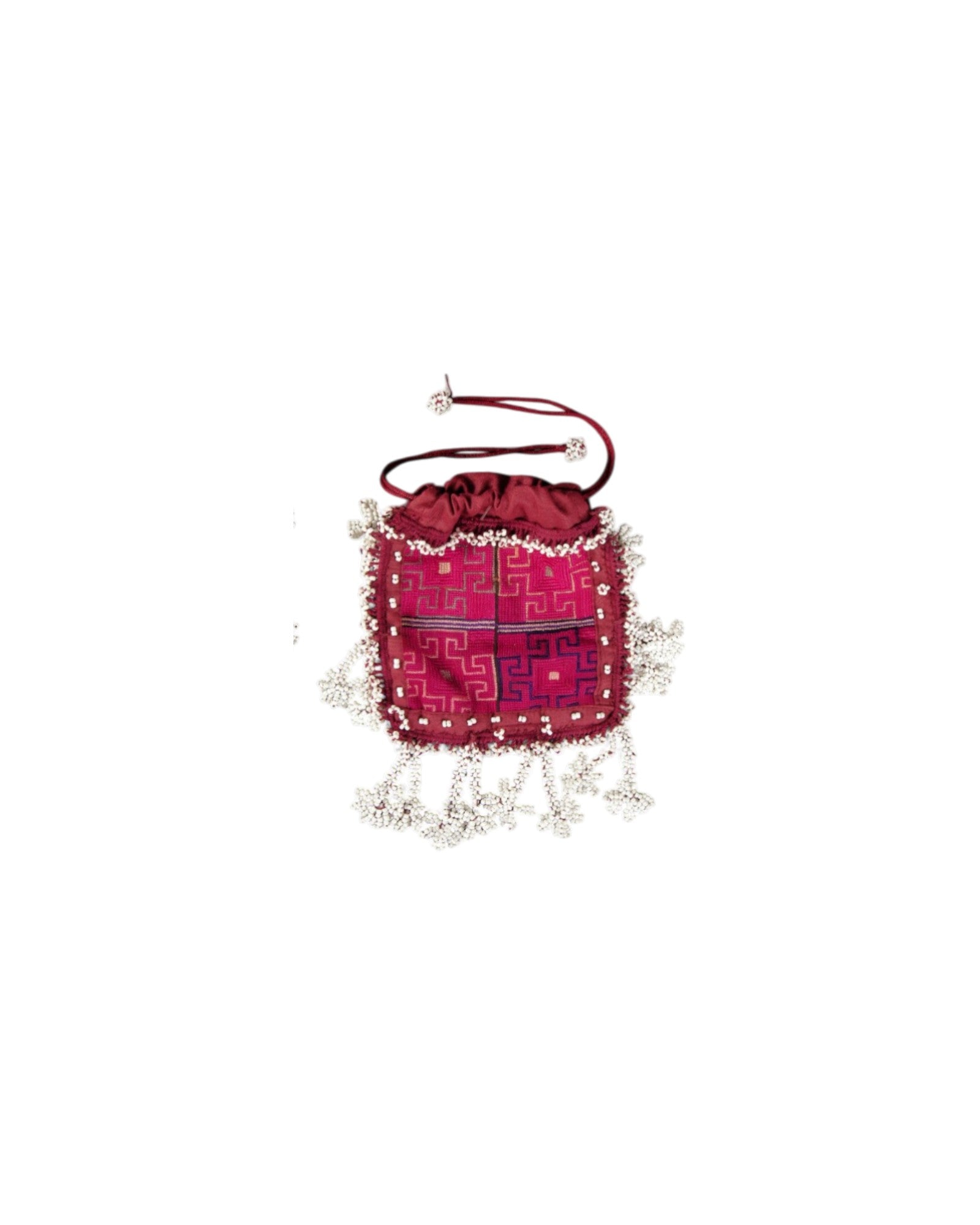 Swat Valley Beaded Purse With Fine Silk Embroidery - Crimson - Surround Living - 3