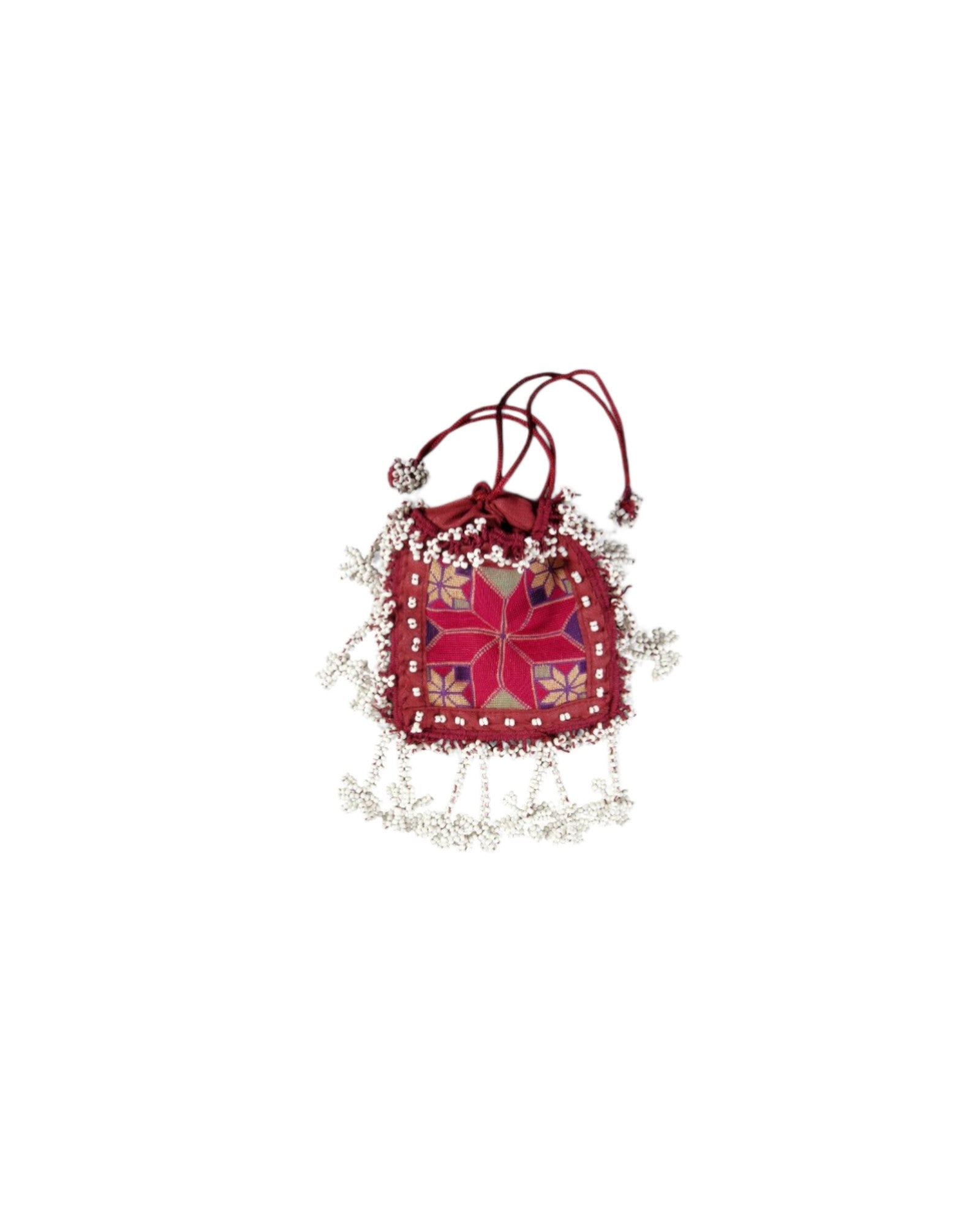 15 Beaded Purse With Fine Silk Embroidery - Floral Red & White - Surround Living - 3