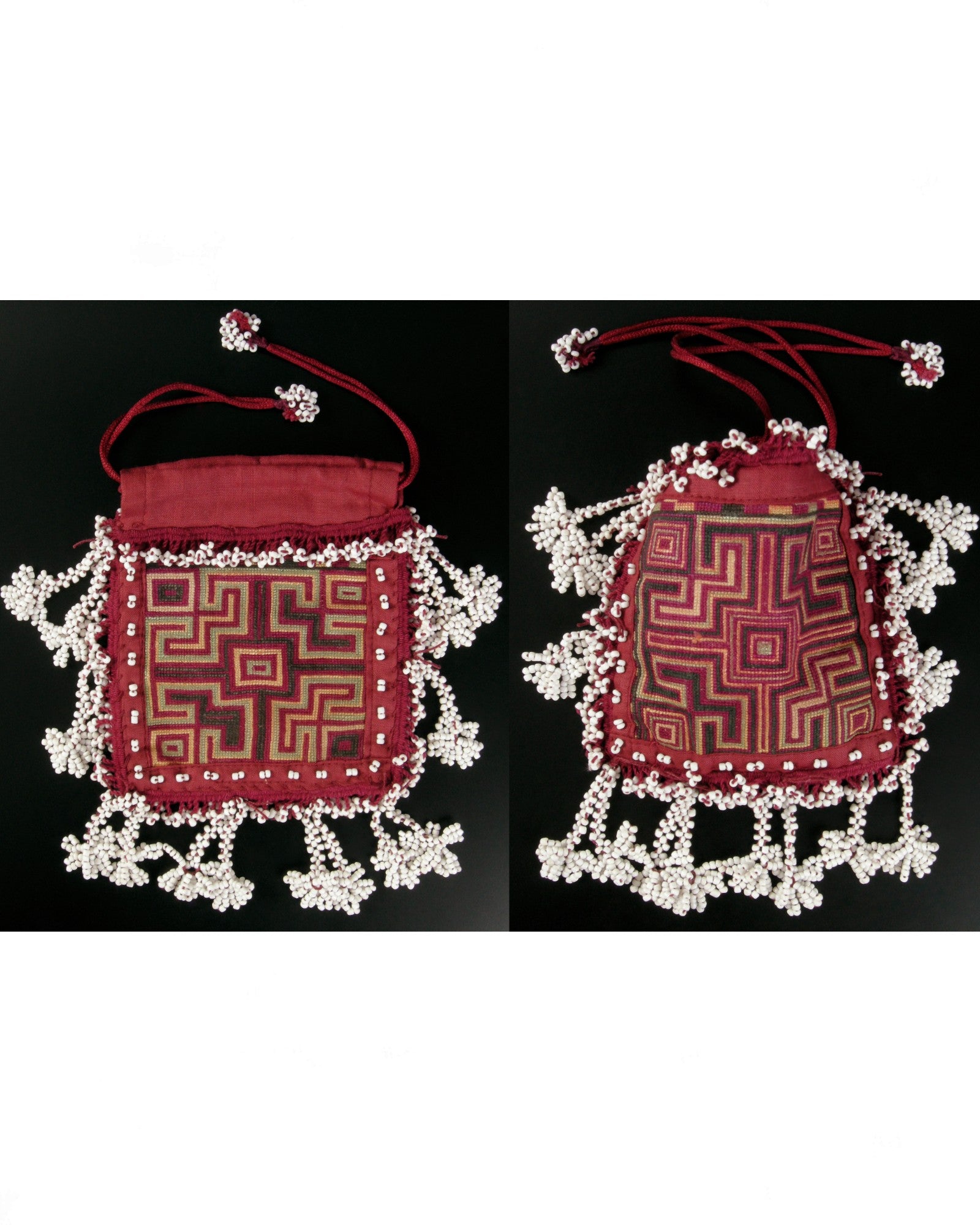 Swat Valley Beaded Purse With Fine Silk Embroidery - Red & White - Surround Living - 5