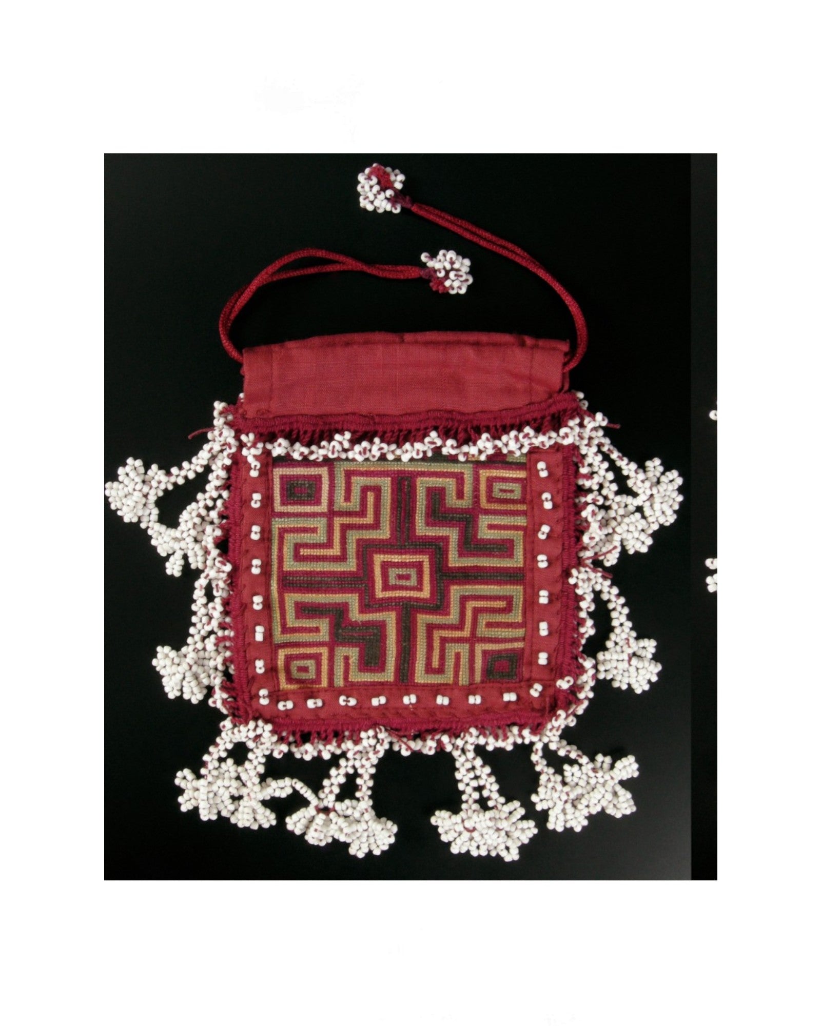 Swat Valley Beaded Purse With Fine Silk Embroidery - Red & White - Surround Living - 6
