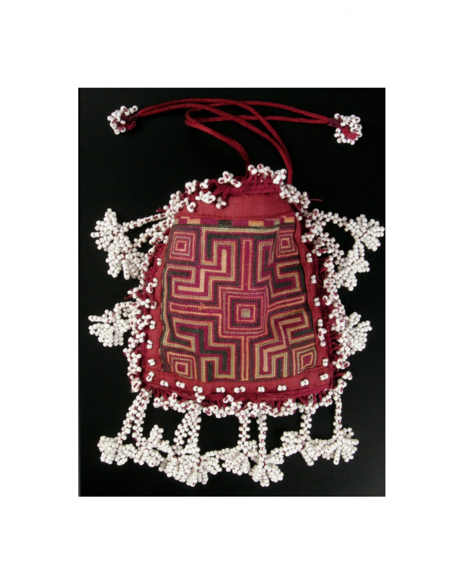 Swat Valley Beaded Purse With Fine Silk Embroidery - Red & White - Surround Living - 7