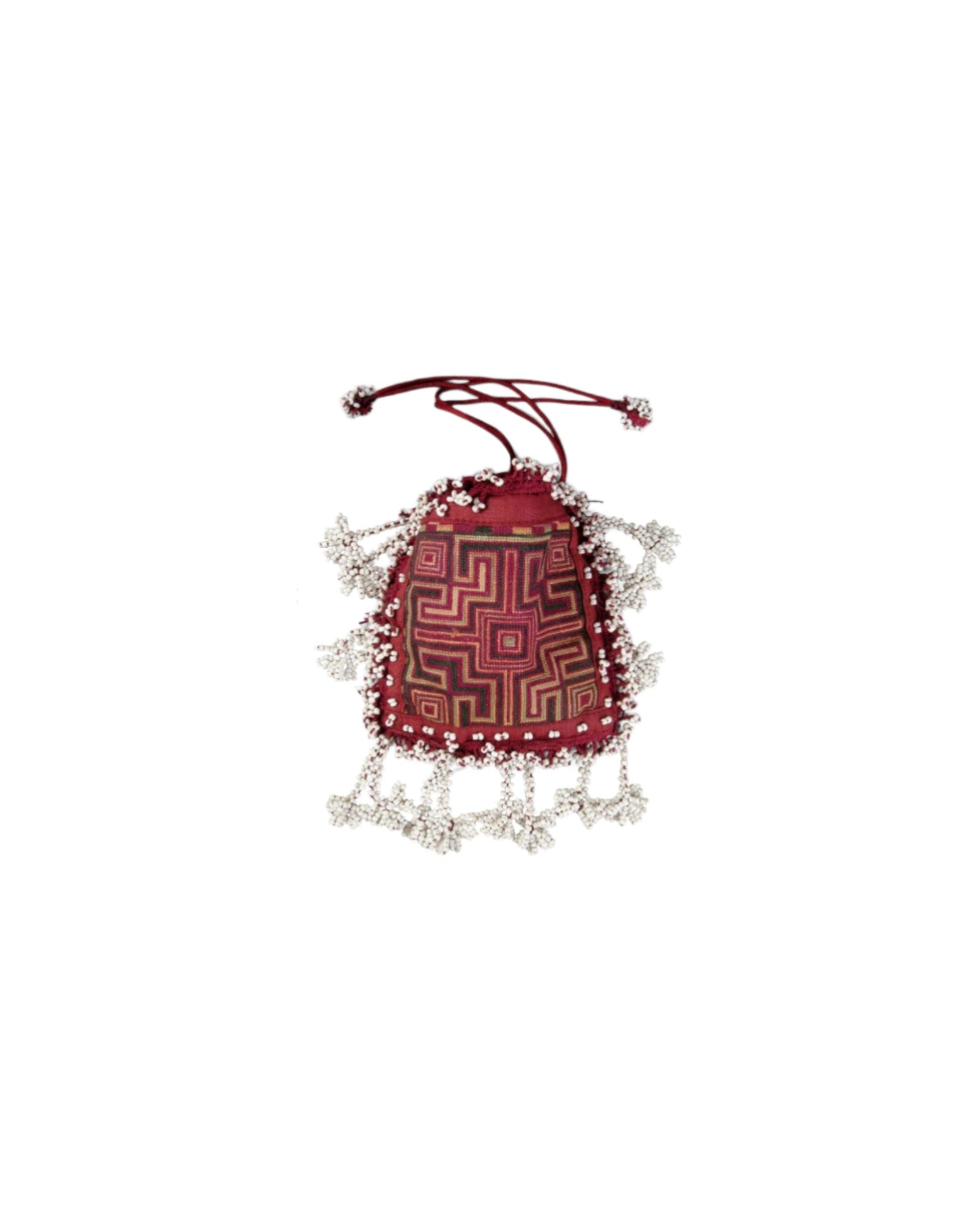 Swat Valley Beaded Purse With Fine Silk Embroidery - Red & White - Surround Living - 3