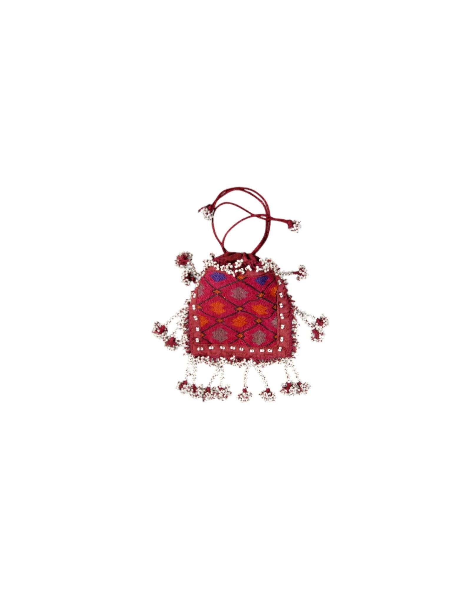 Swat Valley Beaded Purse With Fine Silk Embroidery - Dark Pink - Surround Living - 3