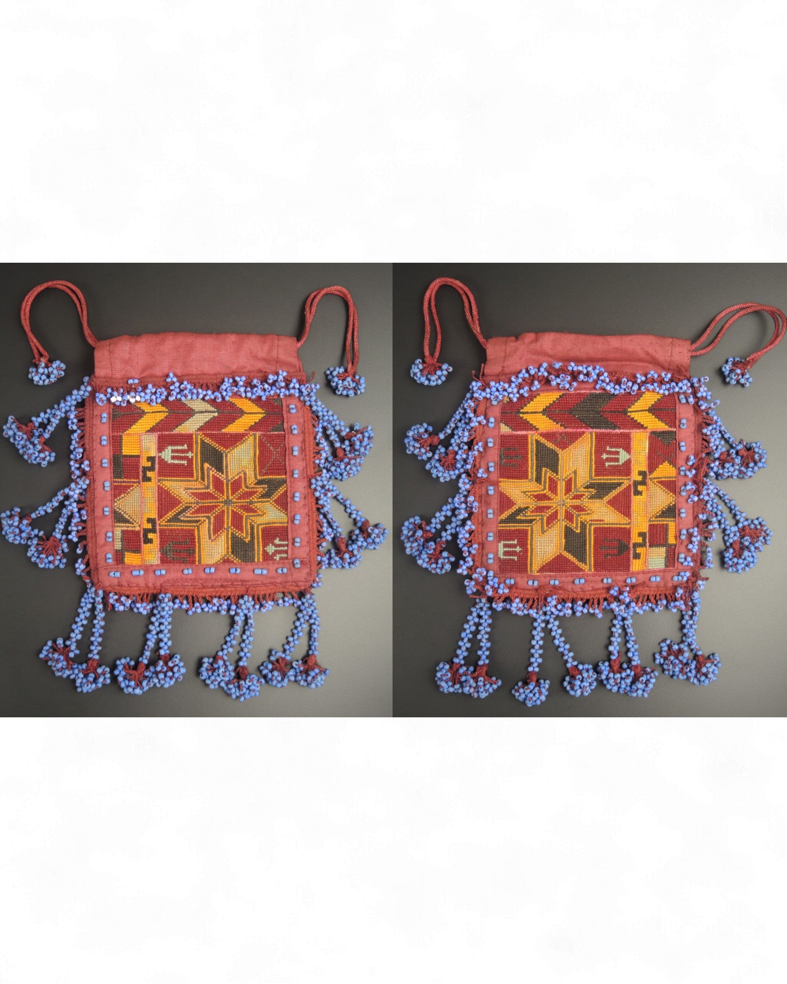 Swat Valley Beaded Purse With Fine Silk Embroidery - Pink & Blue - Surround Living - 5