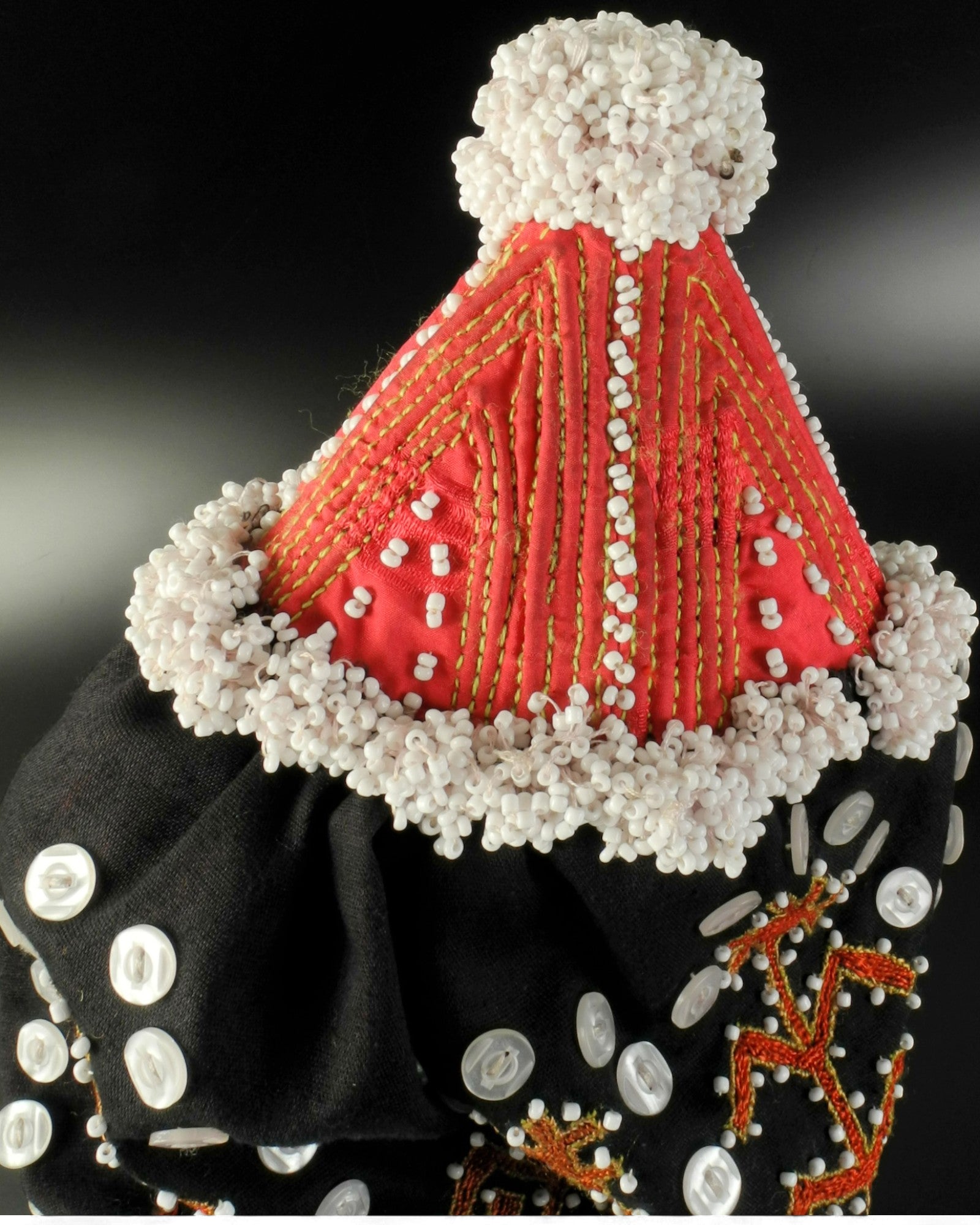 Kohistan Beaded Girl’s Ceremonial Cap with Embroidered Cape