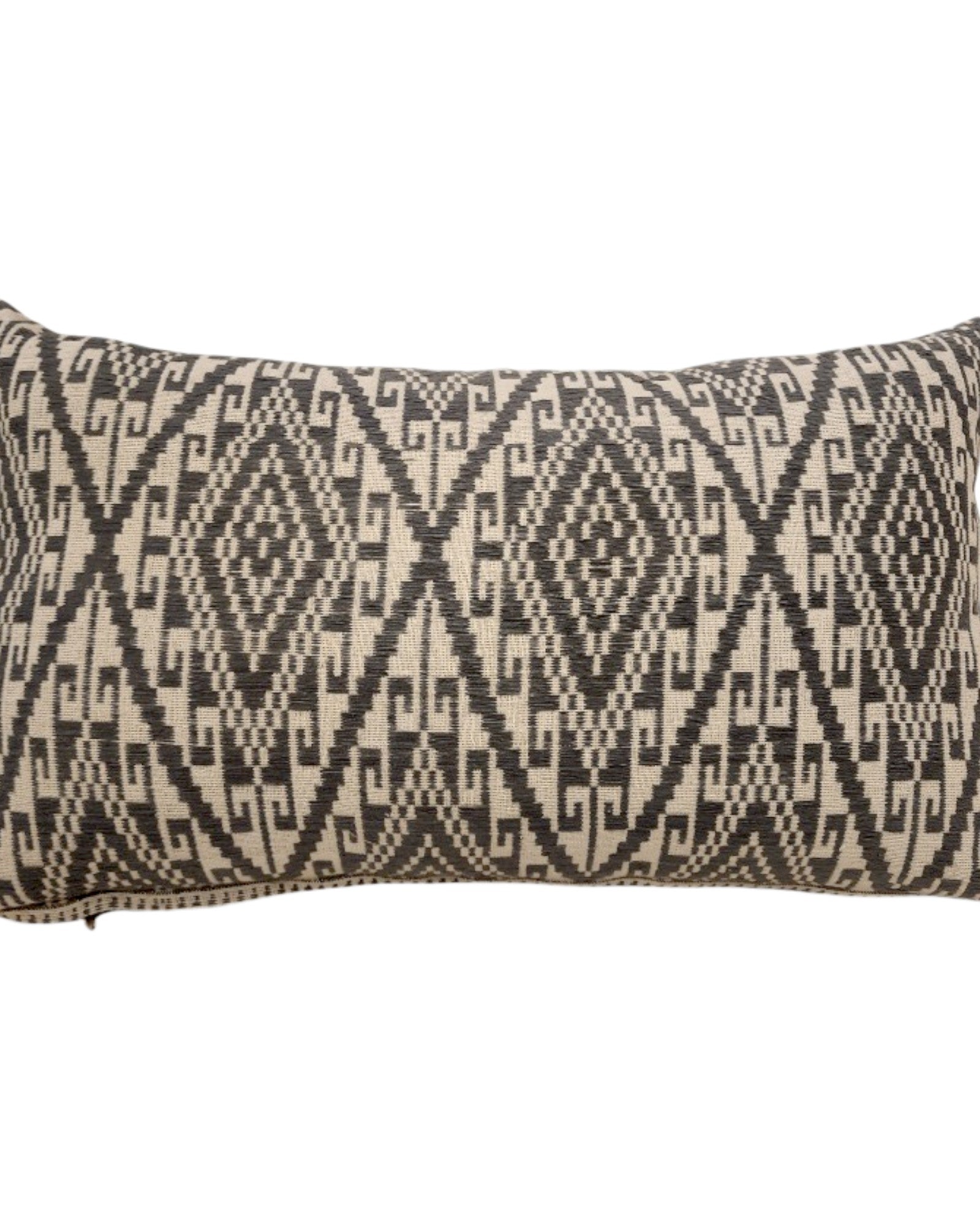 Handwoven Khit Lumbar Cushion - Cream & Misty Green