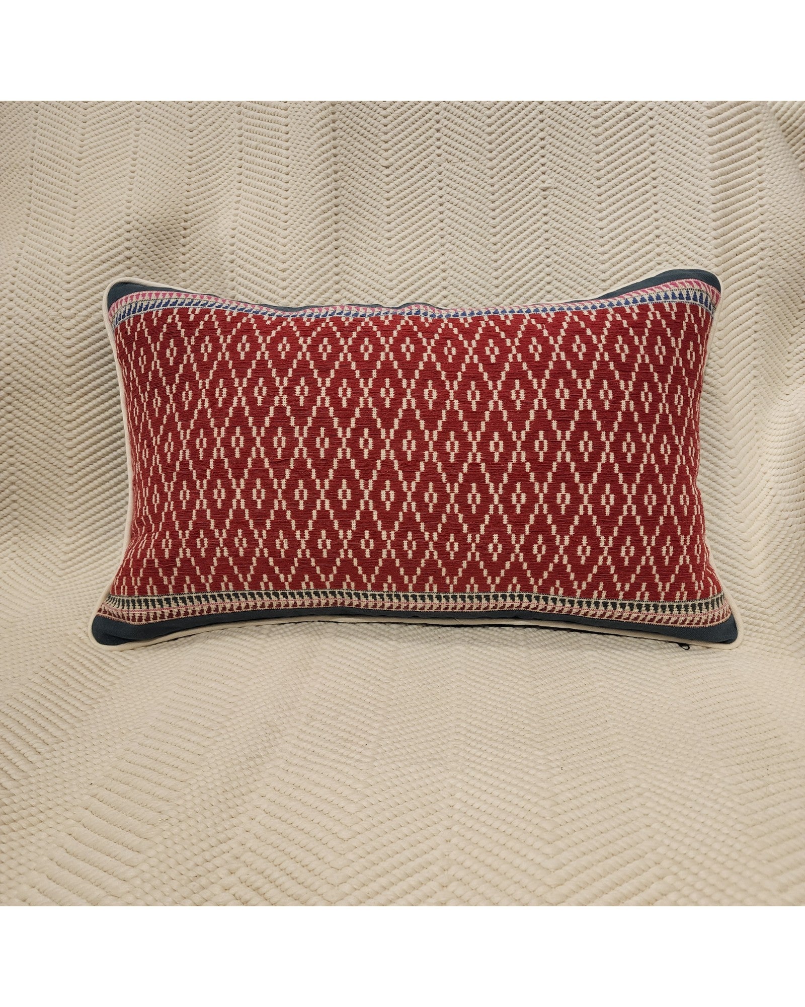 Handwoven Khit Lumbar Cushion - Red