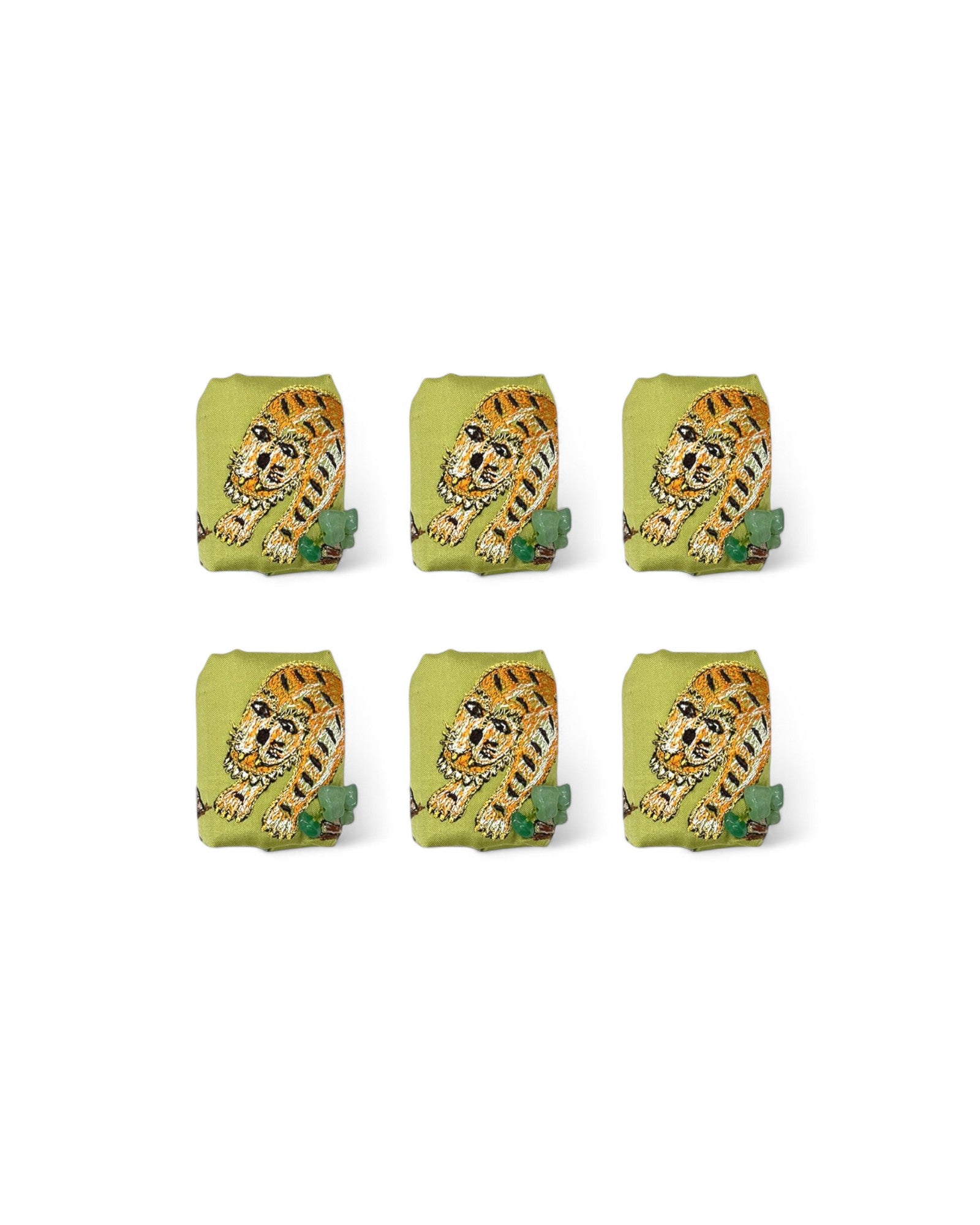 Thai-ger Emboridery on Thai Silk  Napkin Ring - Set of 6