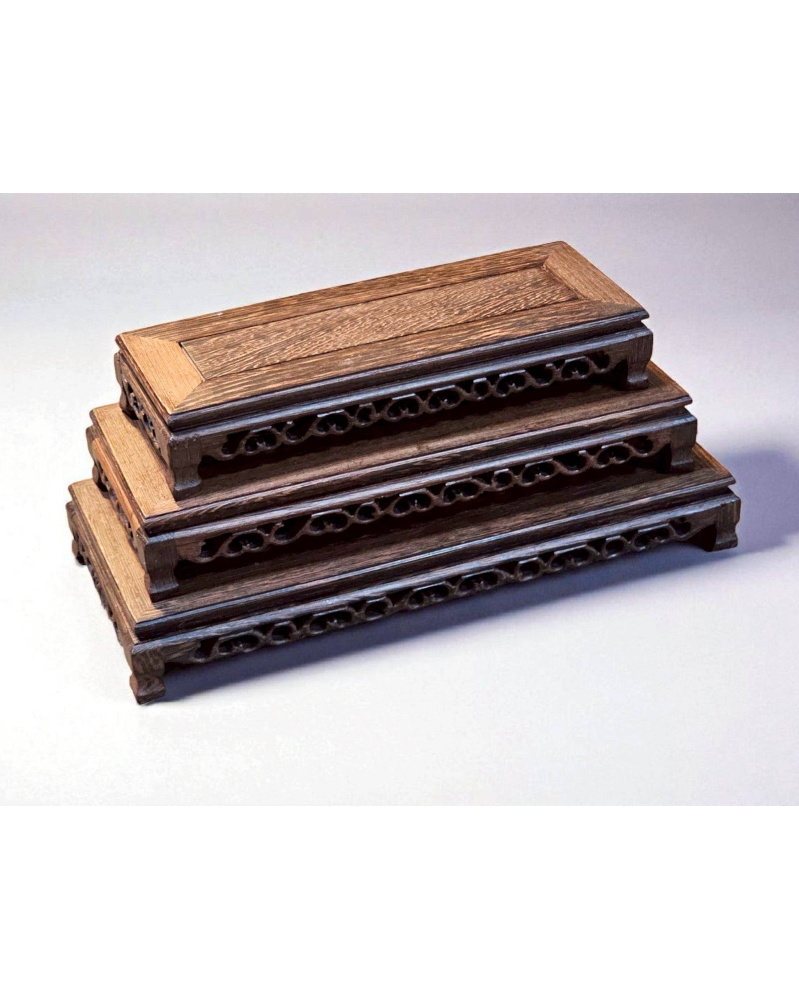 Chinese Carved Hardwood Display Stands - Set of 3