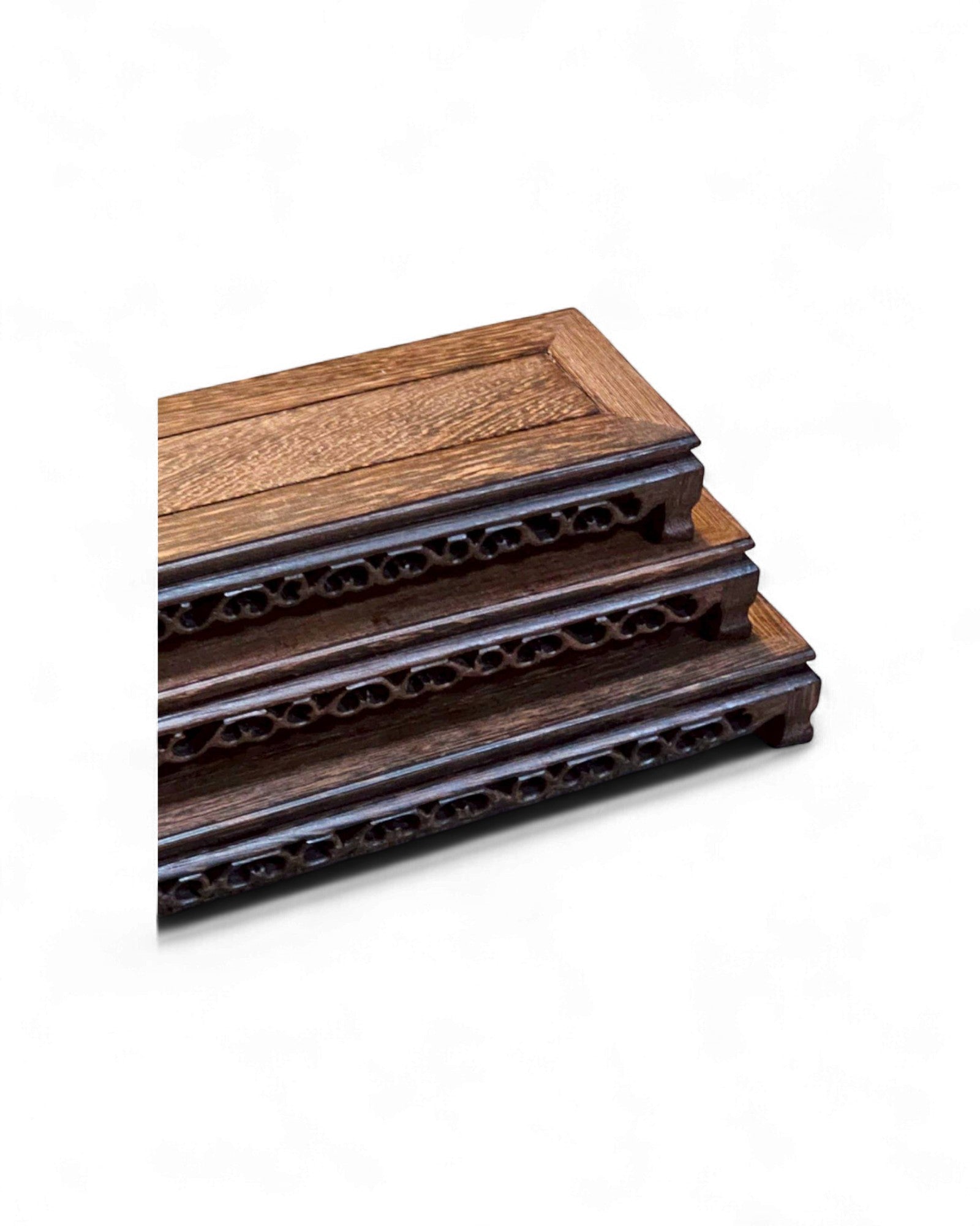 Chinese Carved Hardwood Display Stands - Set of 3