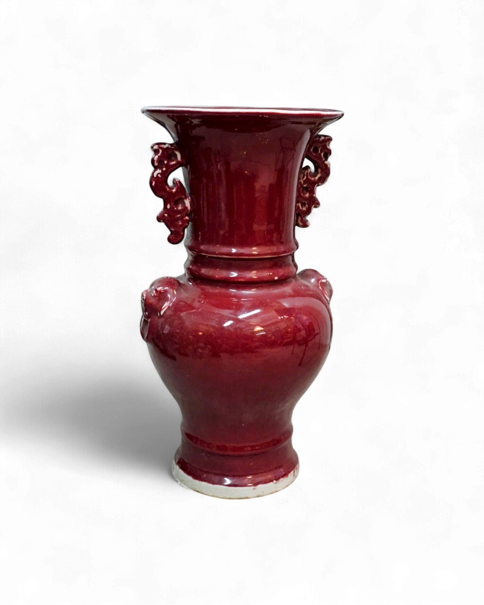 Cherry-Red Glazed Ceramic Vase