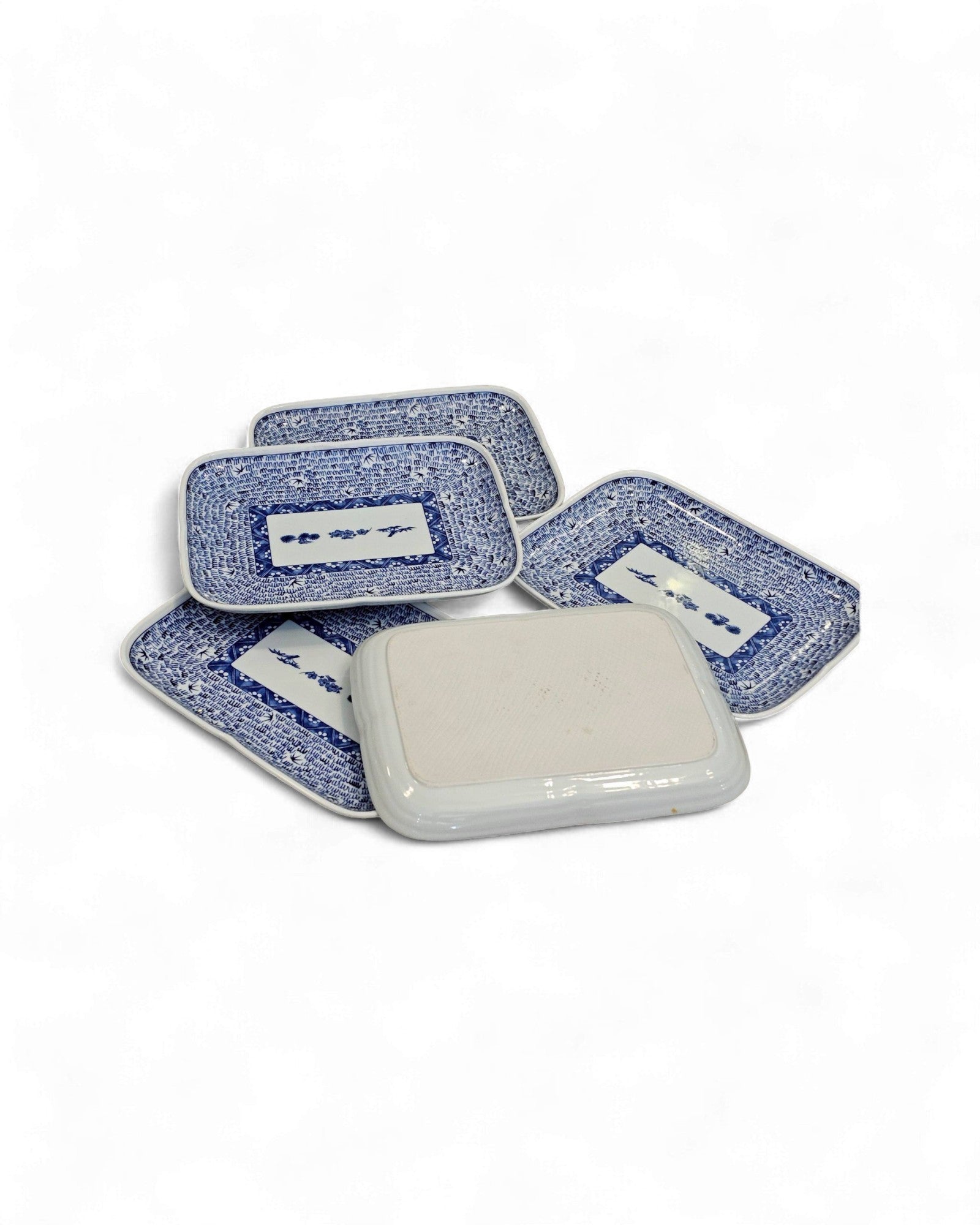 "Arita" Japanese Ceramic Blue & White Rectangular Trays