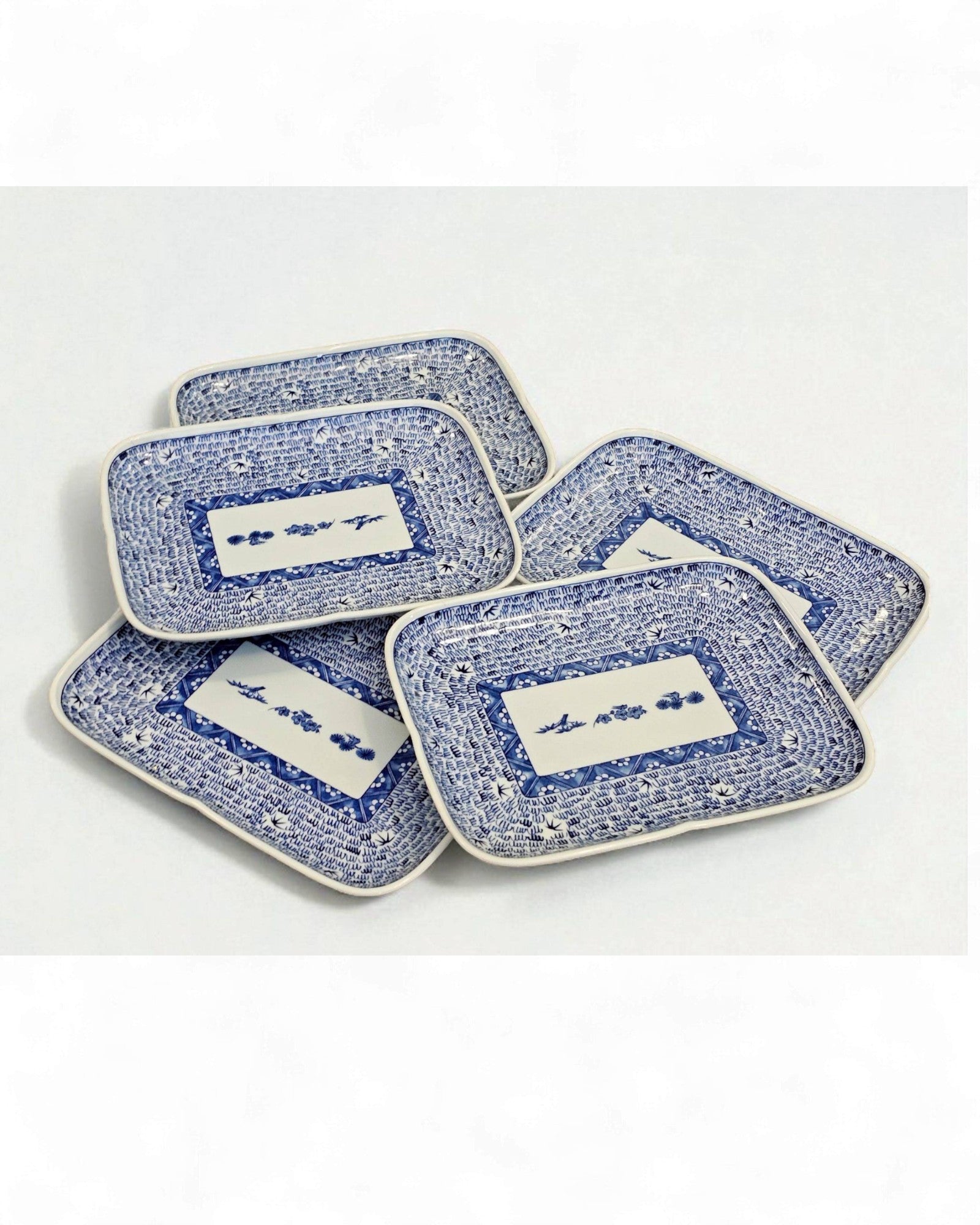 "Arita" Japanese Ceramic Blue & White Rectangular Trays