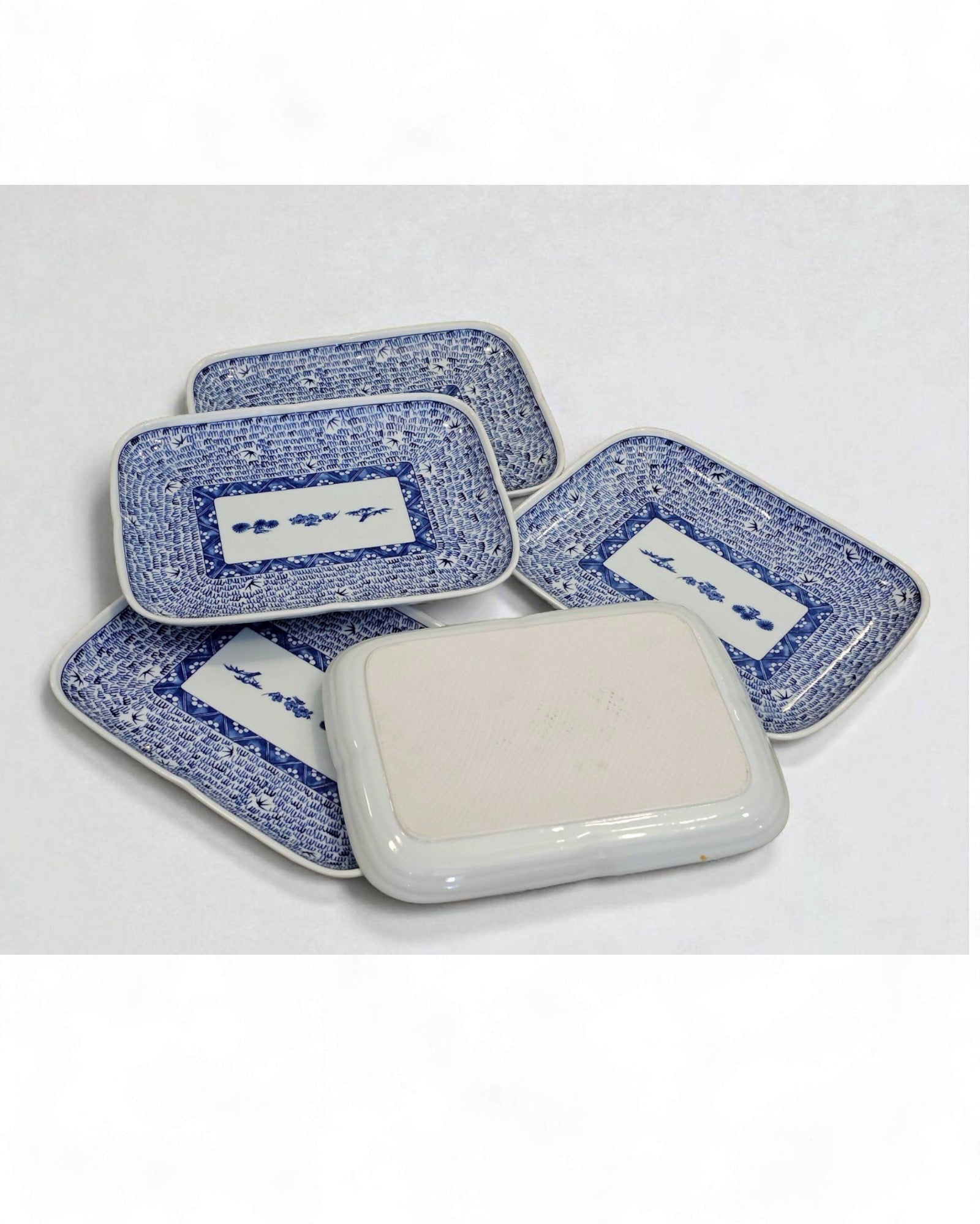 "Arita" Japanese Ceramic Blue & White Rectangular Trays