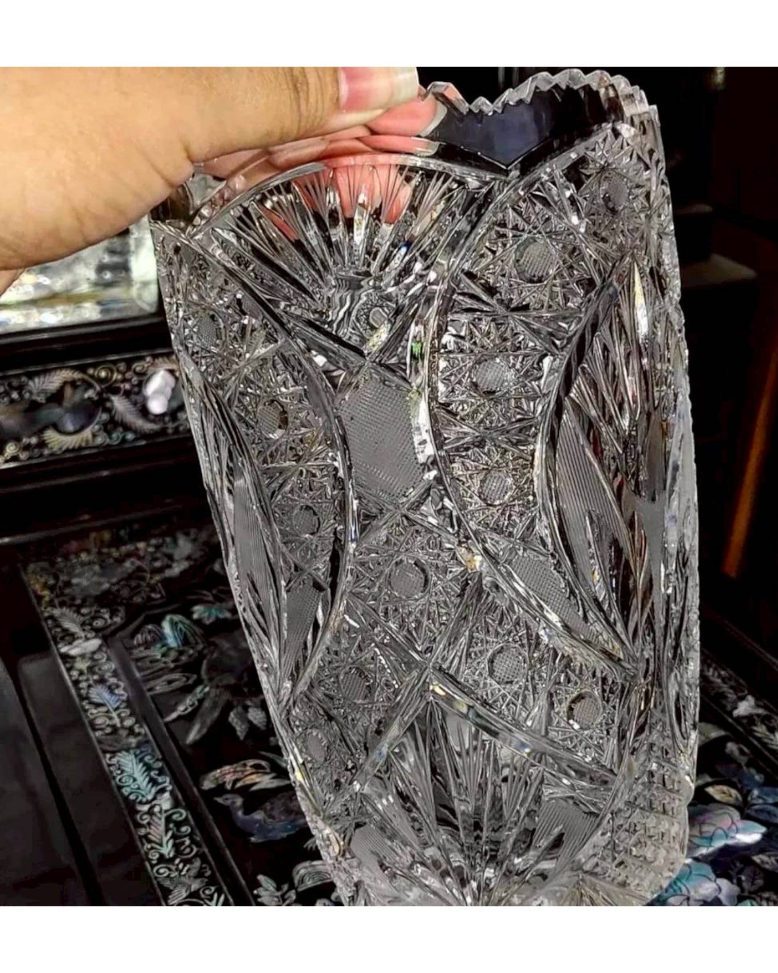 Vintage Deep-Cut European Crystal Vase