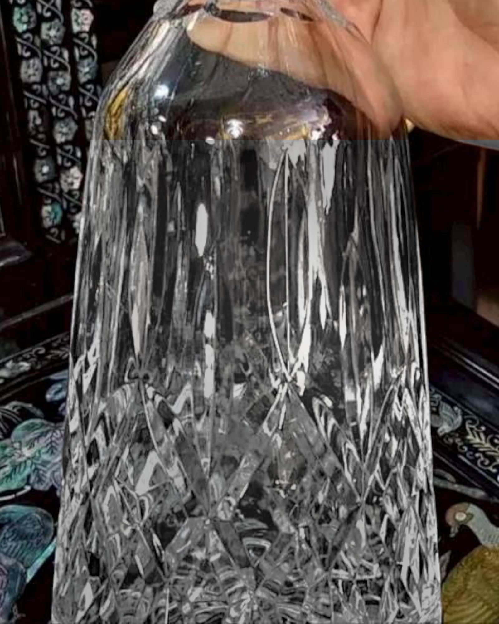 European Cut Crystal Decanter with Teardrop Stopper