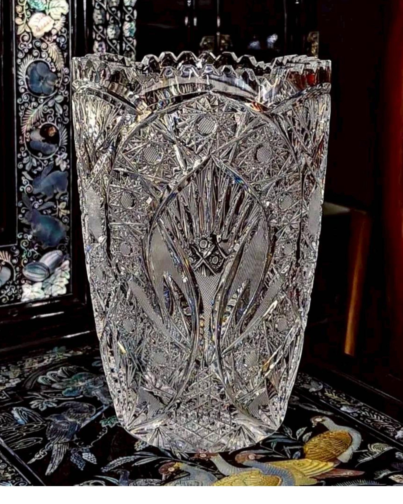 Vintage Deep-Cut European Crystal Vase