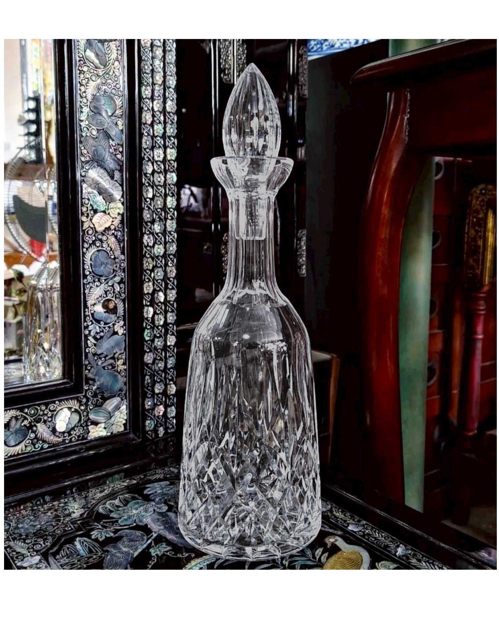 European Cut Crystal Decanter with Teardrop Stopper