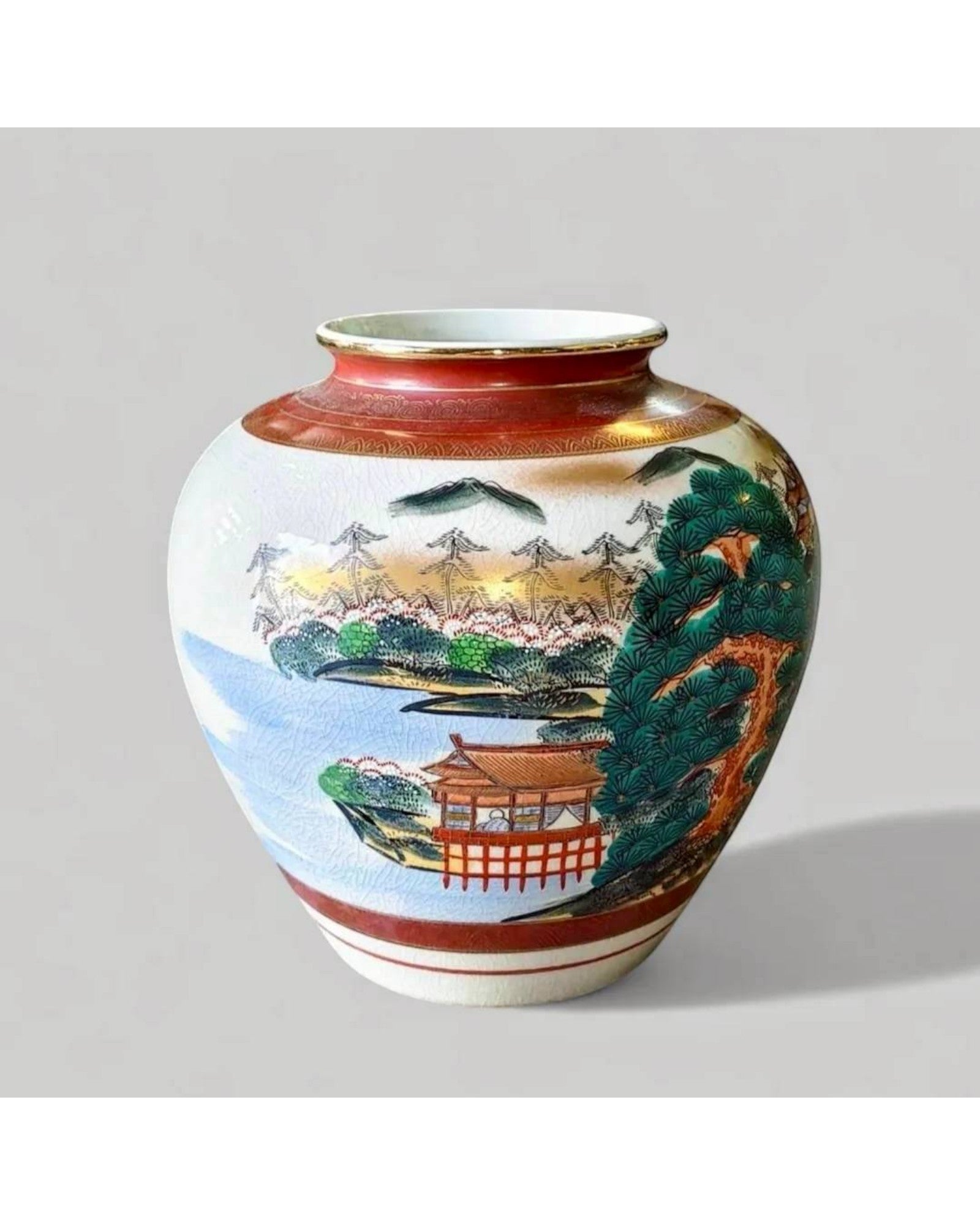 Antique Japanese Kutani Landscape Vase