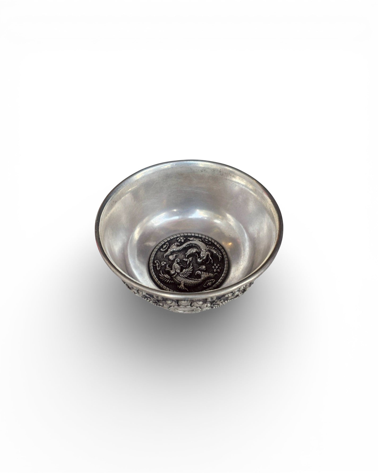 Silver-Plated Bowl with Chrysanthemum Motif