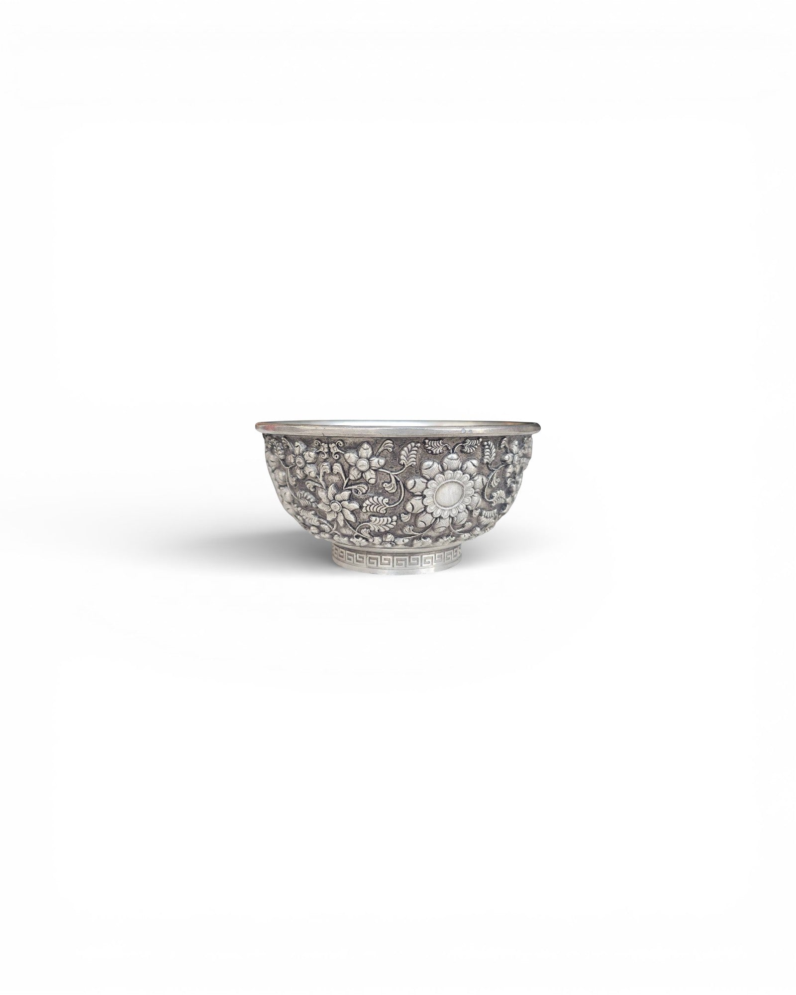 Silver-Plated Bowl with Chrysanthemum Motif
