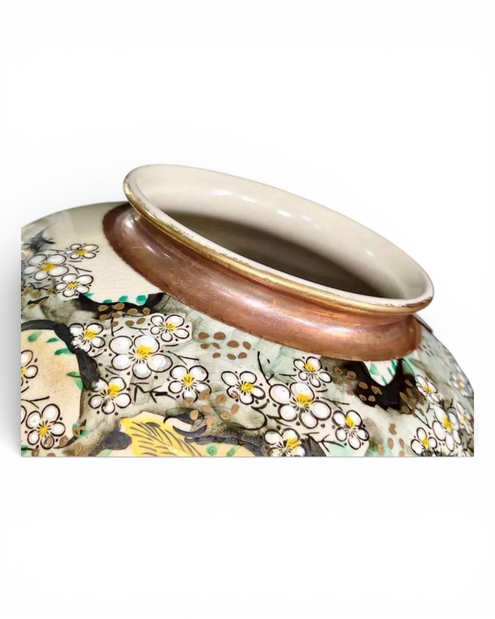 Japanese Kutani Hand-Painted Bird & Floral Vase