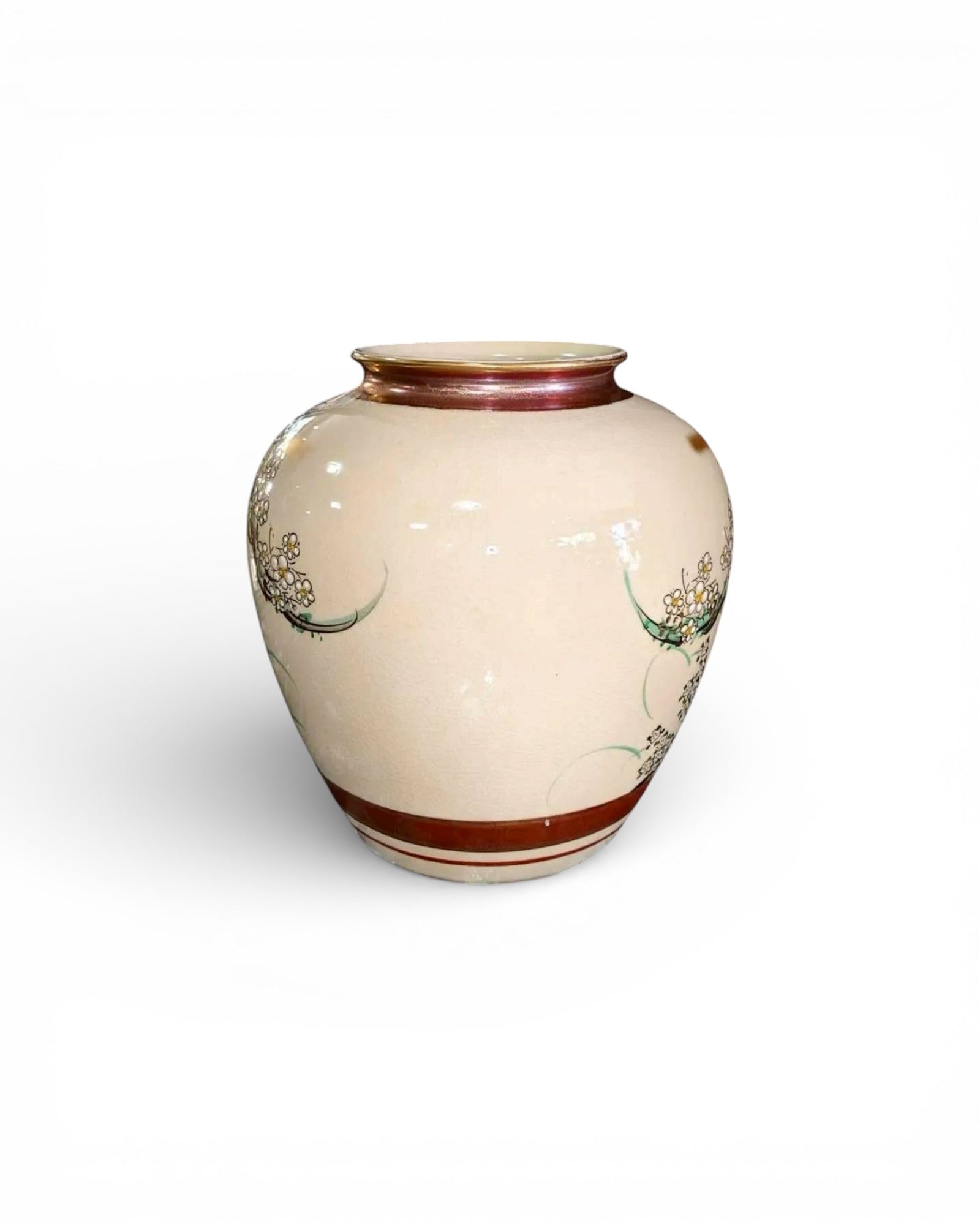 Japanese Kutani Hand-Painted Bird & Floral Vase