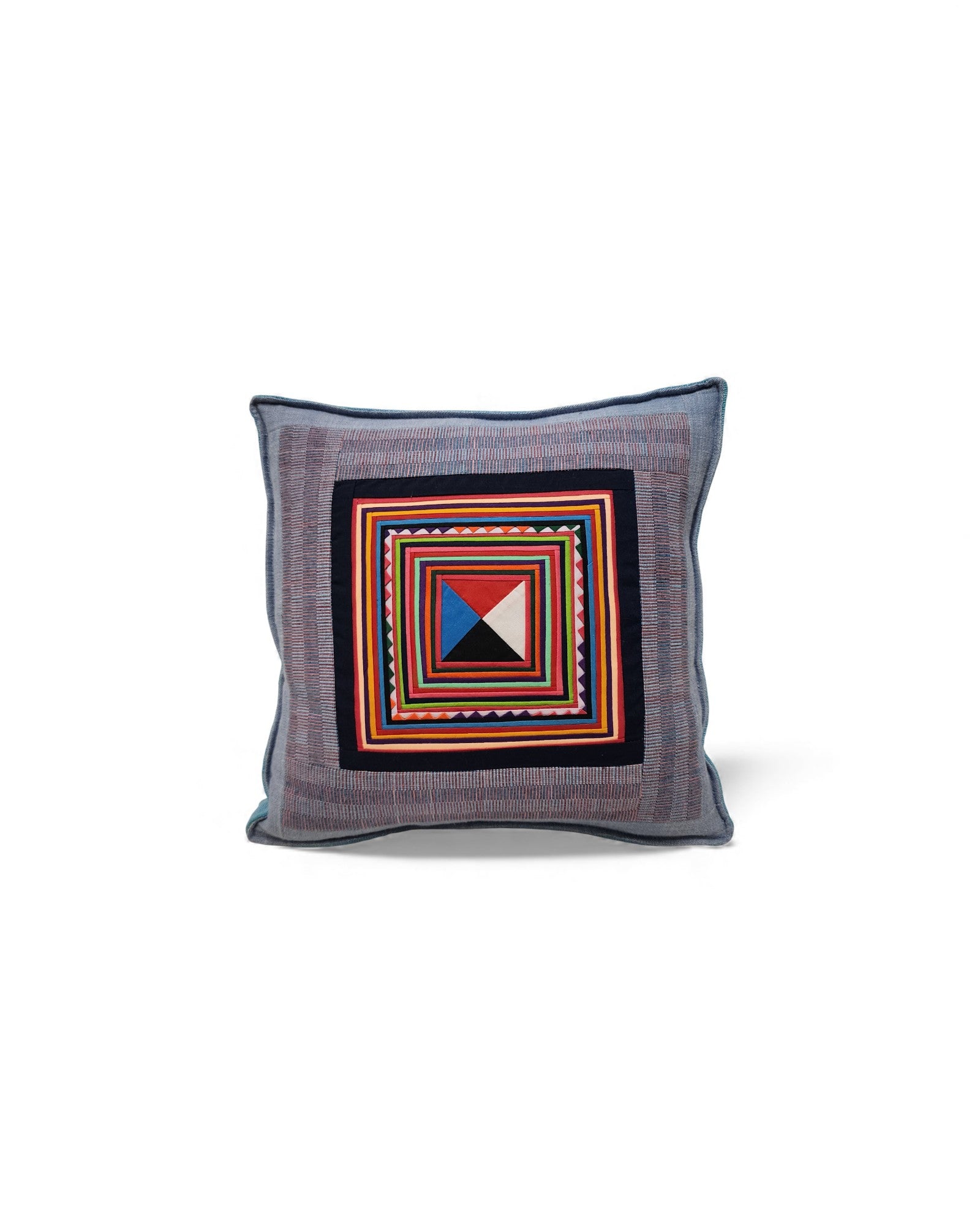 Handwoven Square Cotton Cushion with Lisu Motif Centre - Baby Purple