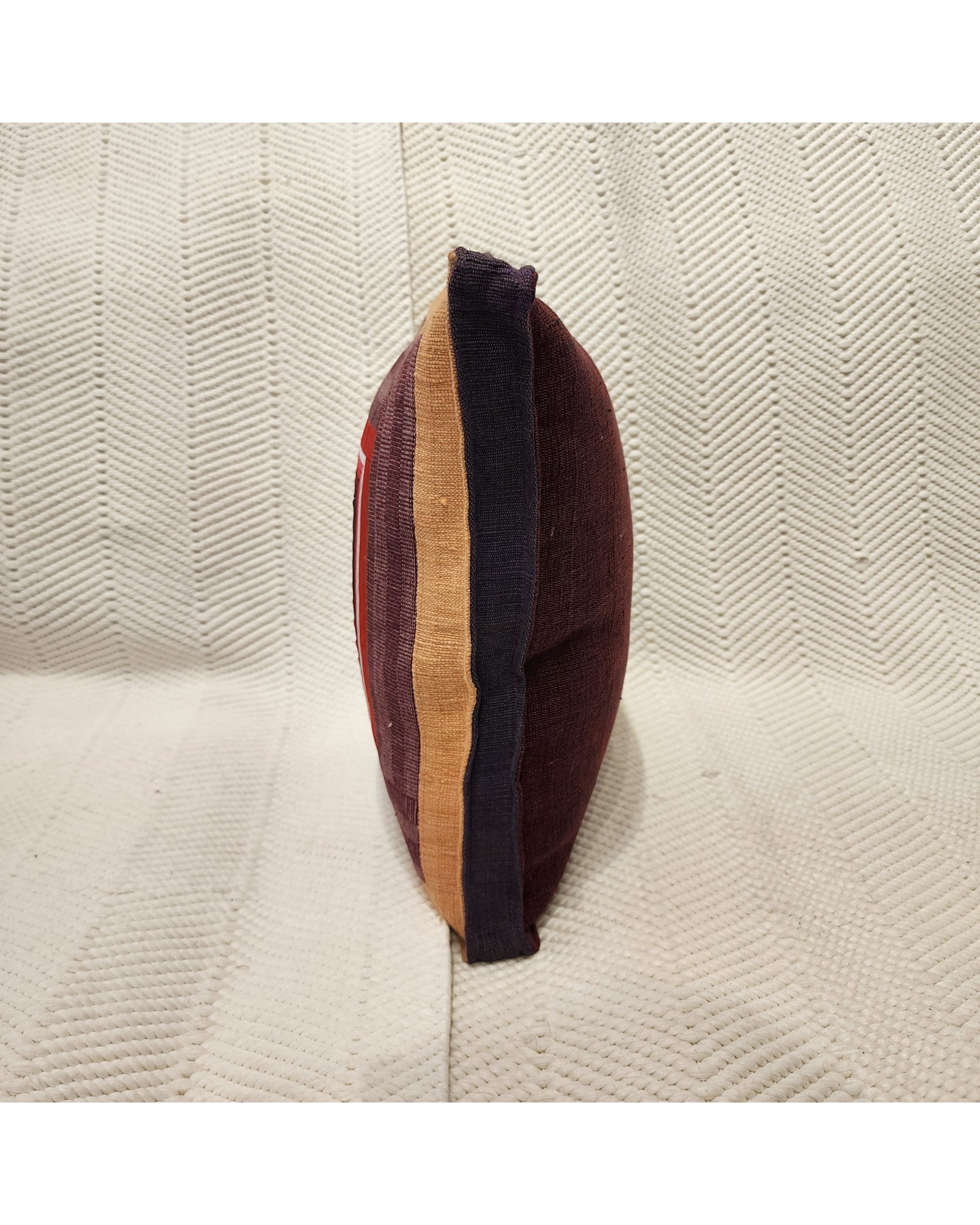 Handwoven Square Cotton Cushion with Lisu Motif Centre - Orange & Brown