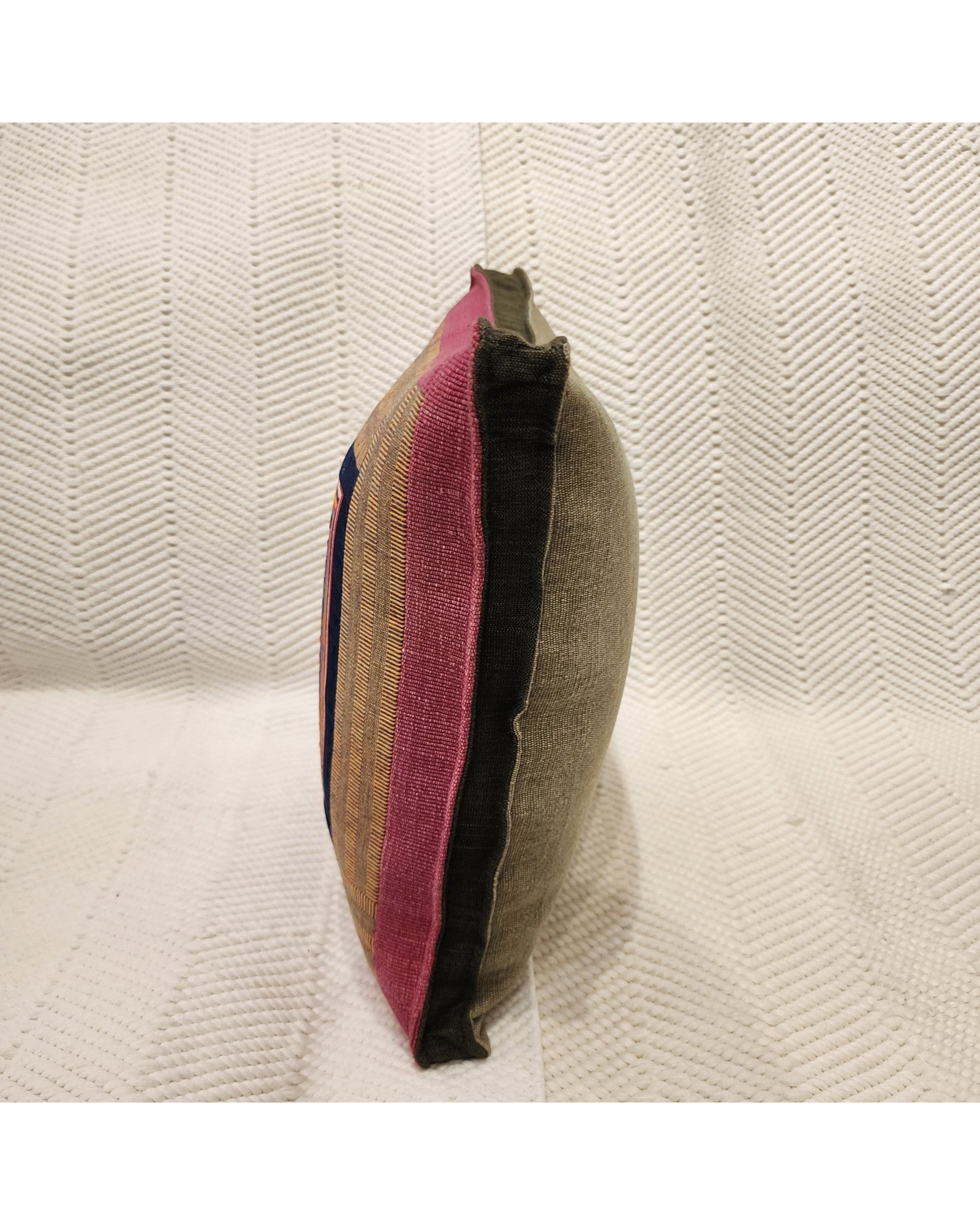 Handwoven Square Cotton Cushion with Lisu Motif Centre - Red