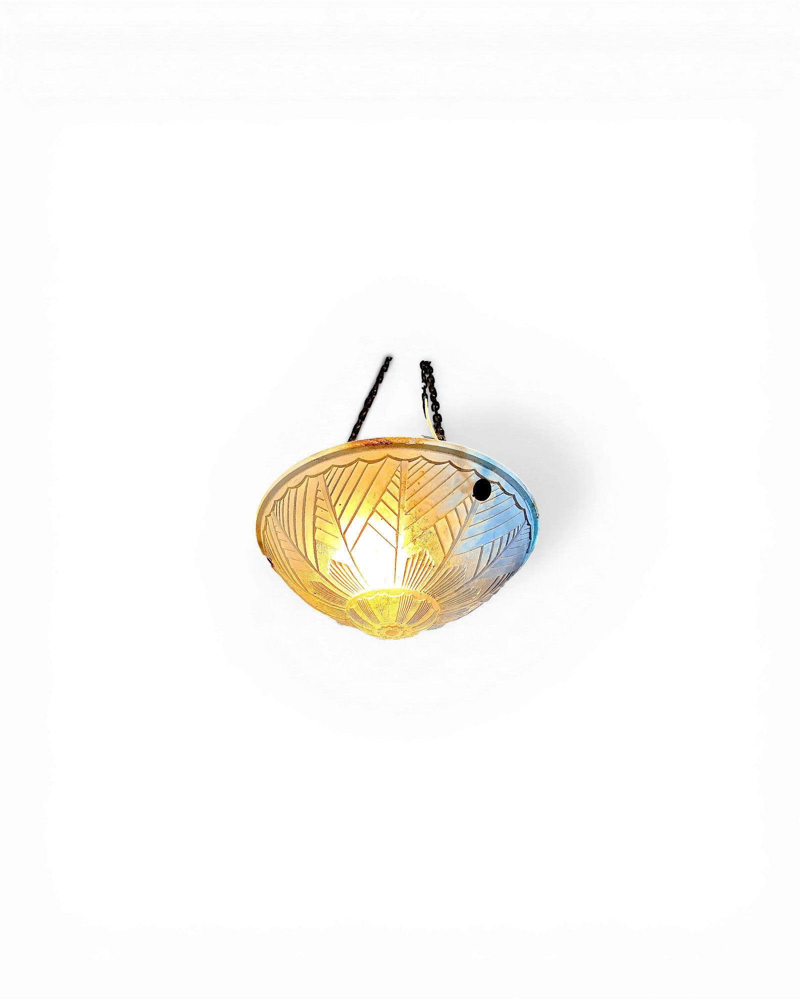 Art Deco Frosted Glass Hanging Pendant Lamp